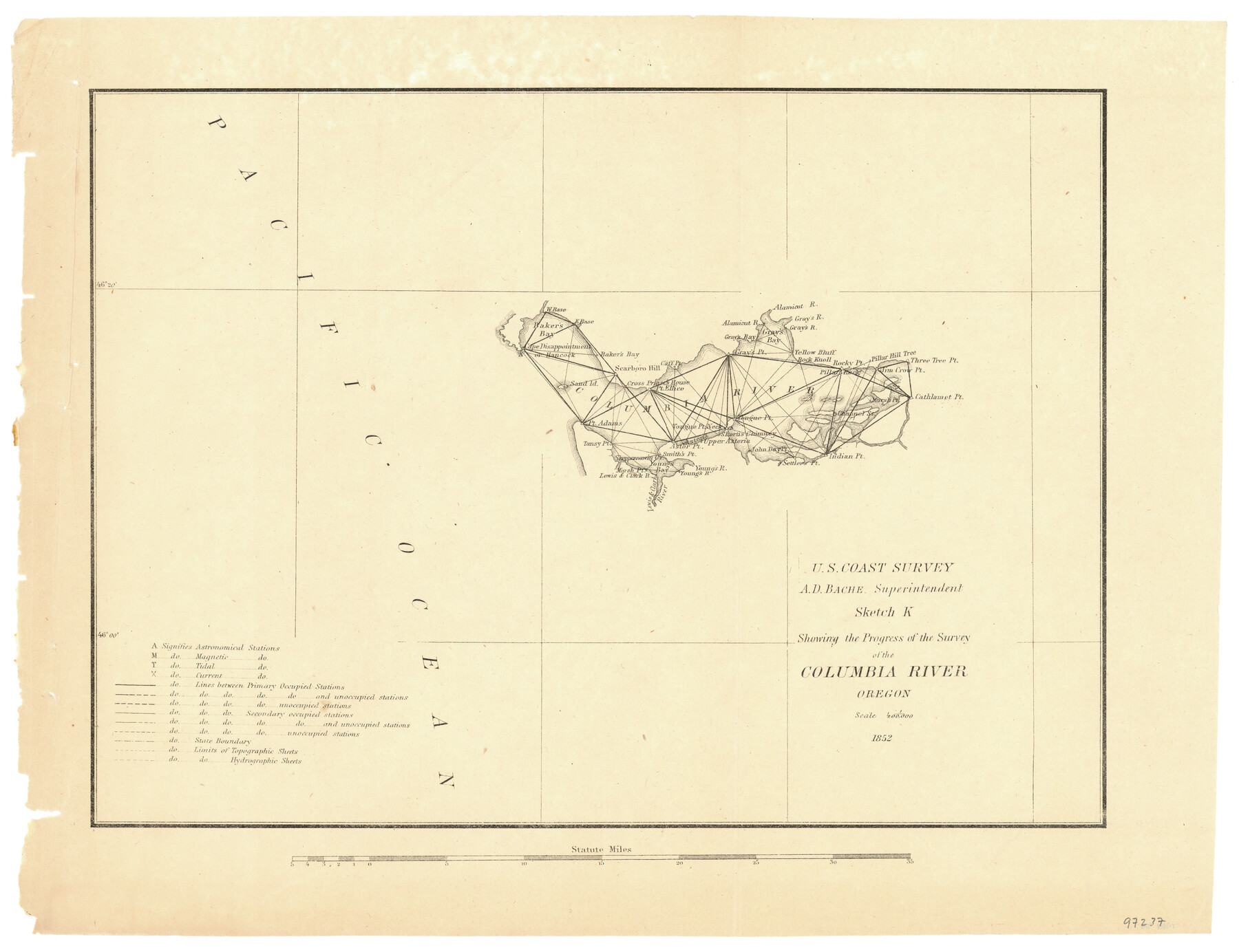 97237, Sketch K Showing the Progress of the Survey of the Columbia River, Oregon, General Map Collection