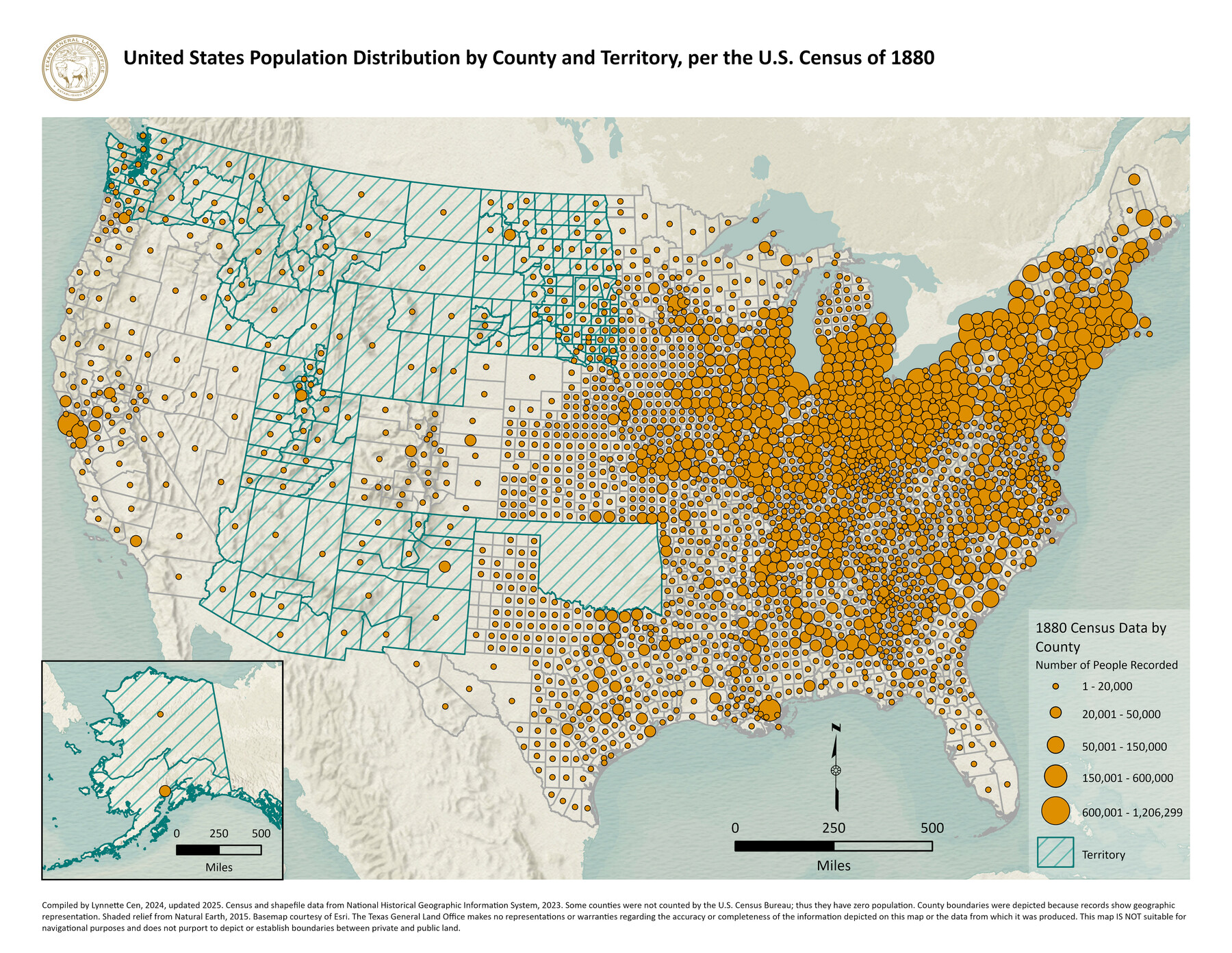 97284, 1880 United States Population by County, GIS Educational Maps