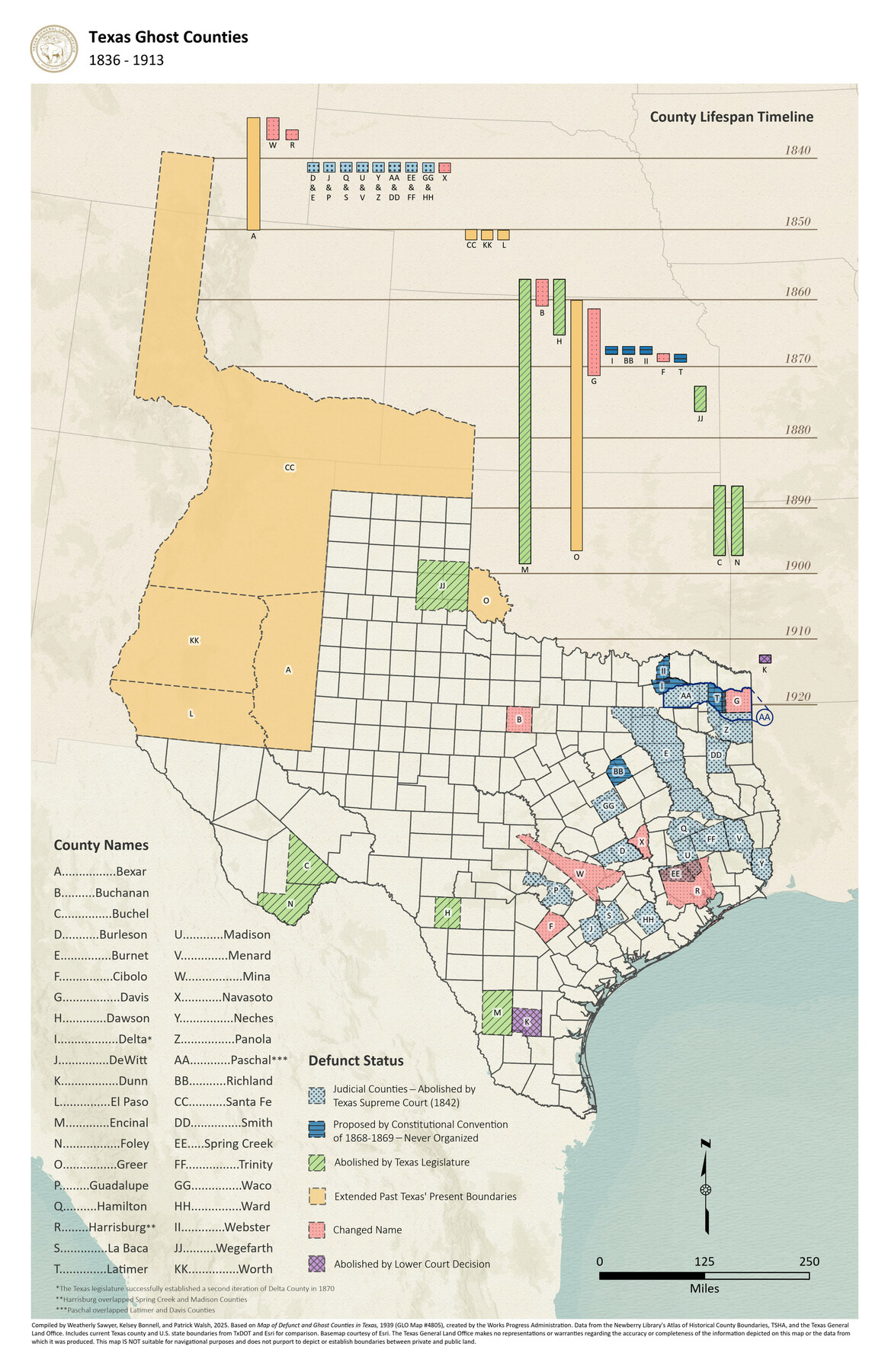 97405, Texas Ghost Counties, GIS Educational Maps