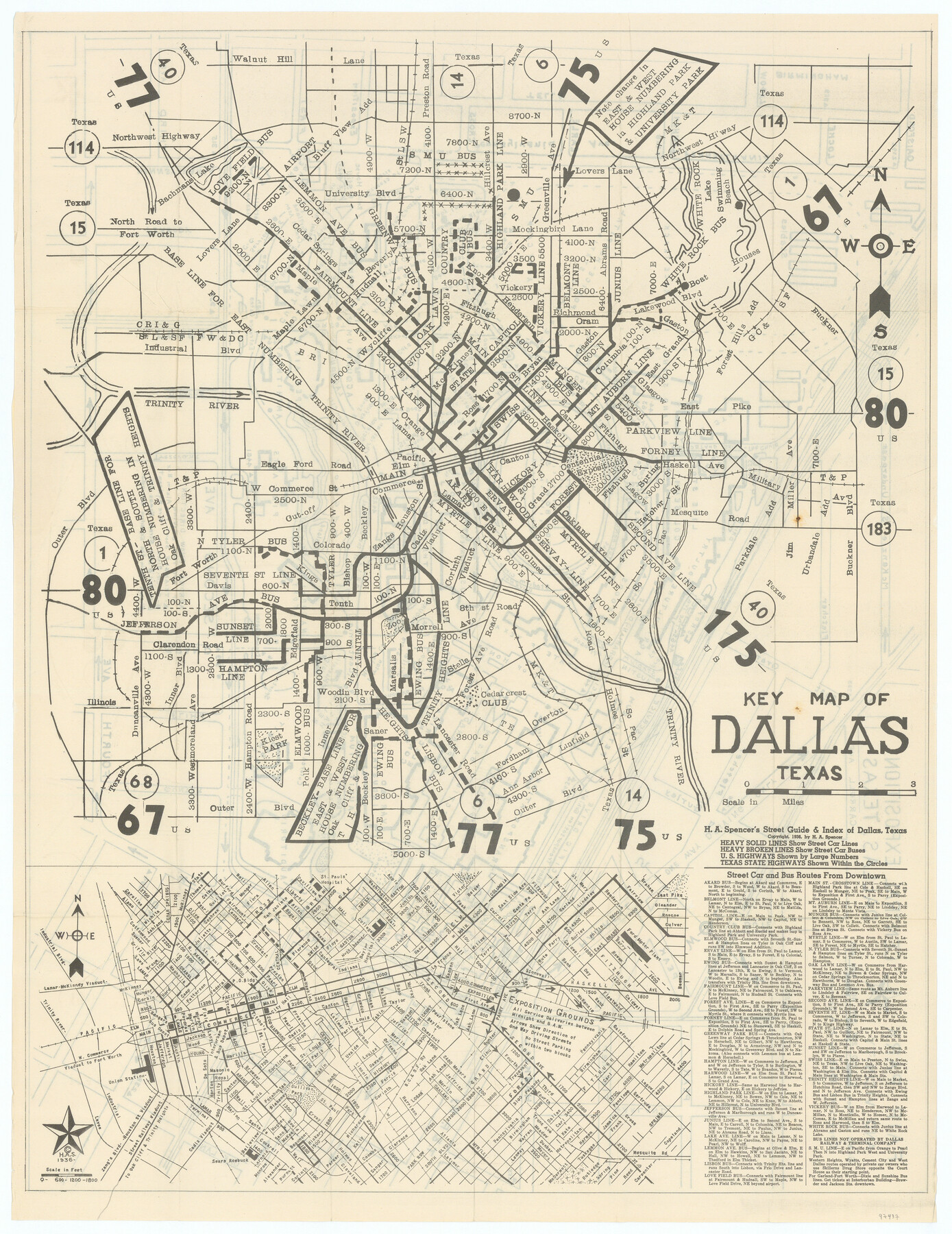 97437, Key Map of Dallas, Texas, General Map Collection
