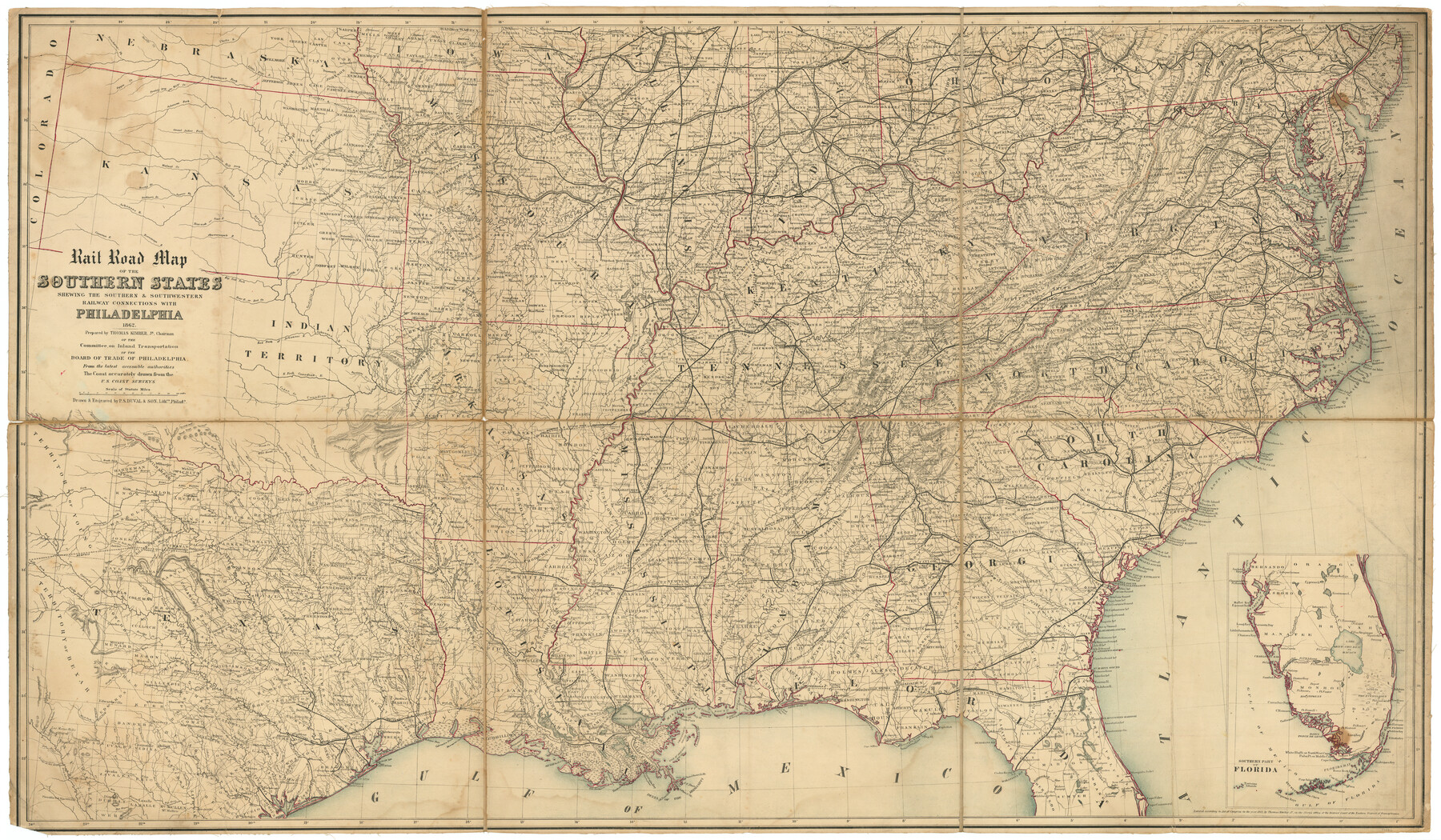 97482, Rail Road Map of the Southern States shewing the Southern & Southwestern Railway Connections with Philadelphia, General Map Collection
