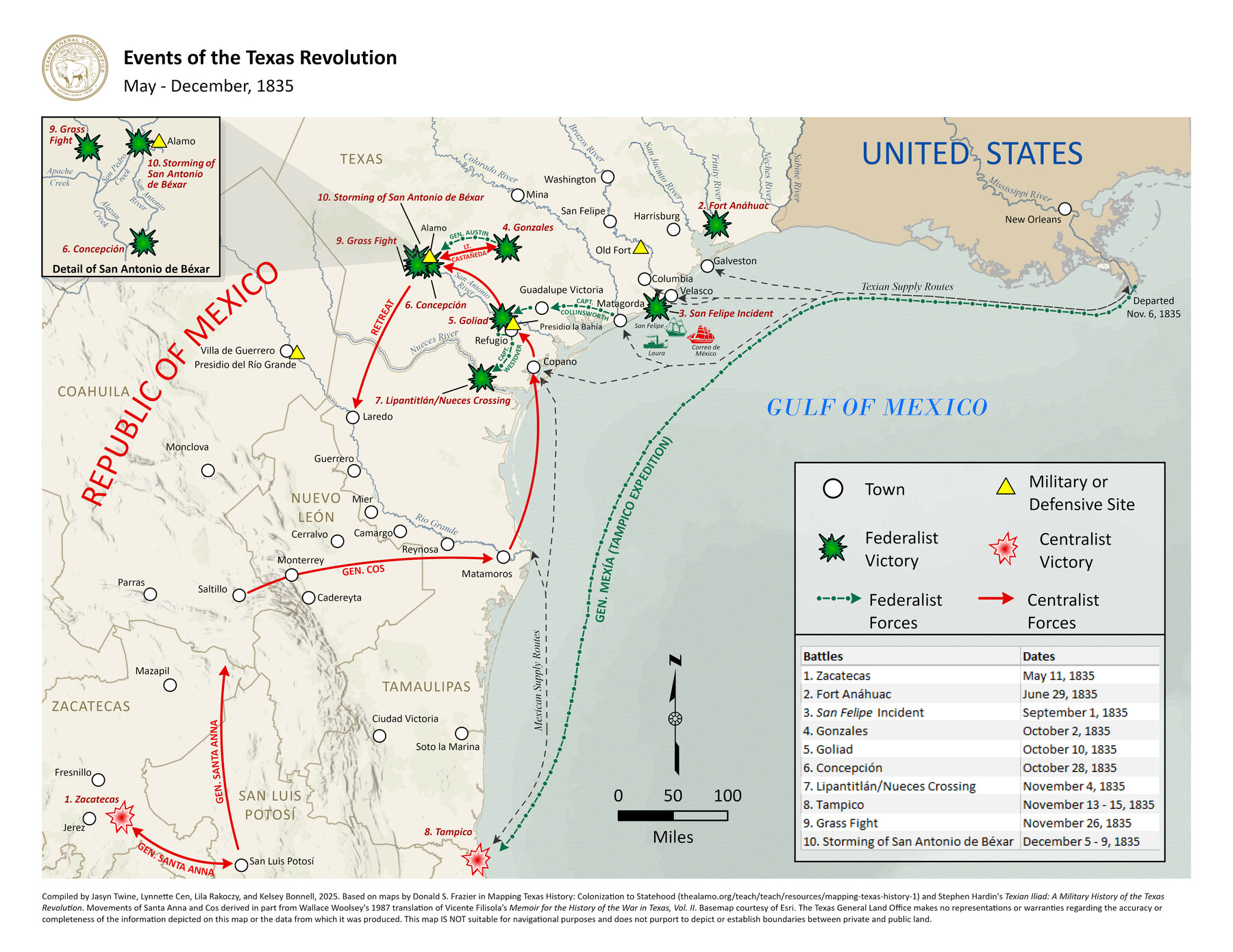 97489, Events of the Texas Revolution, GIS Educational Maps
