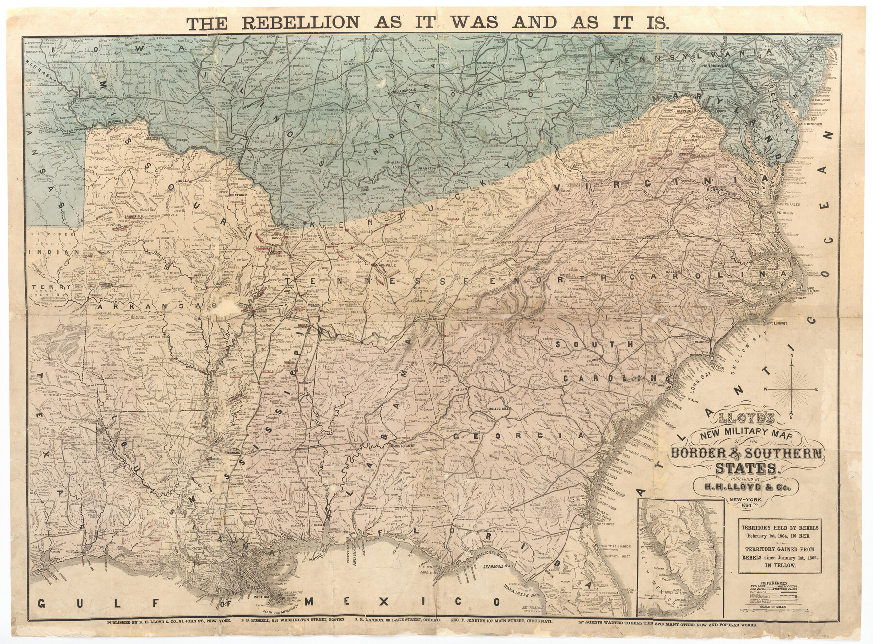 97517, Lloyd's New Military Map of the Border & Southern States, General Map Collection