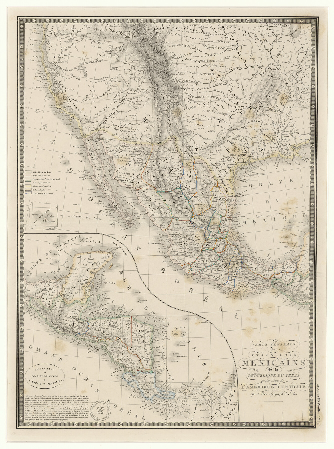 97532, Carte G&eacute;n&eacute;rale des &Eacute;tats-Unis Mexicains de la R&eacute;publique du Texas et des Etats de L'Am&eacute;rique Centrale, Holcomb Map Collection