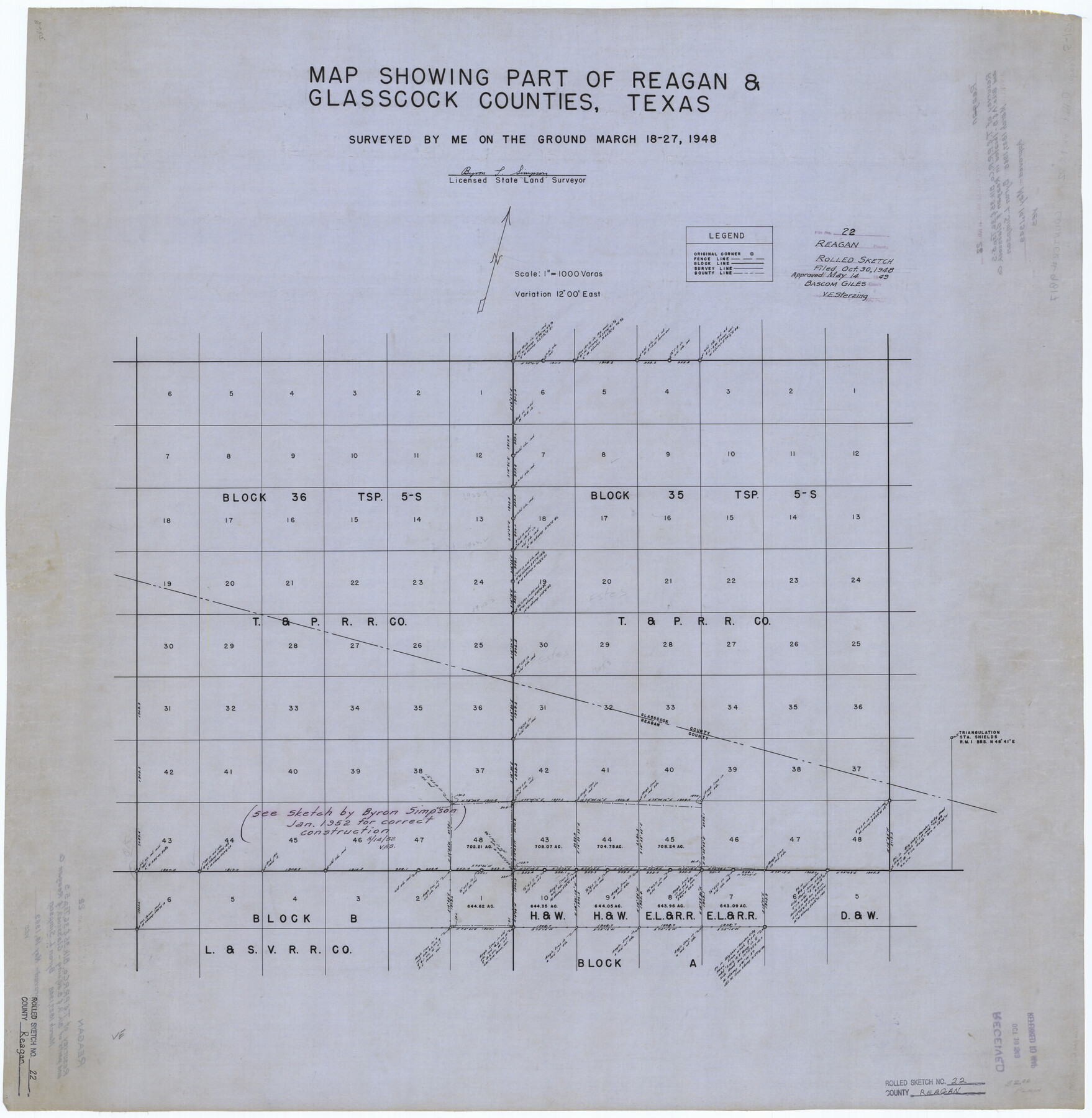 9817, Reagan County Rolled Sketch 22, General Map Collection