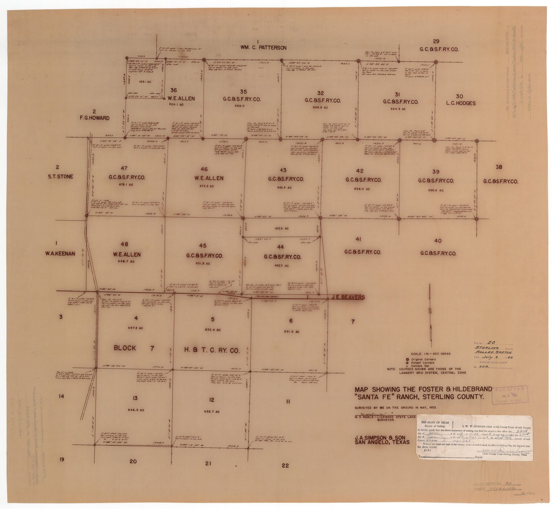 9952, Sterling County Rolled Sketch 20, General Map Collection