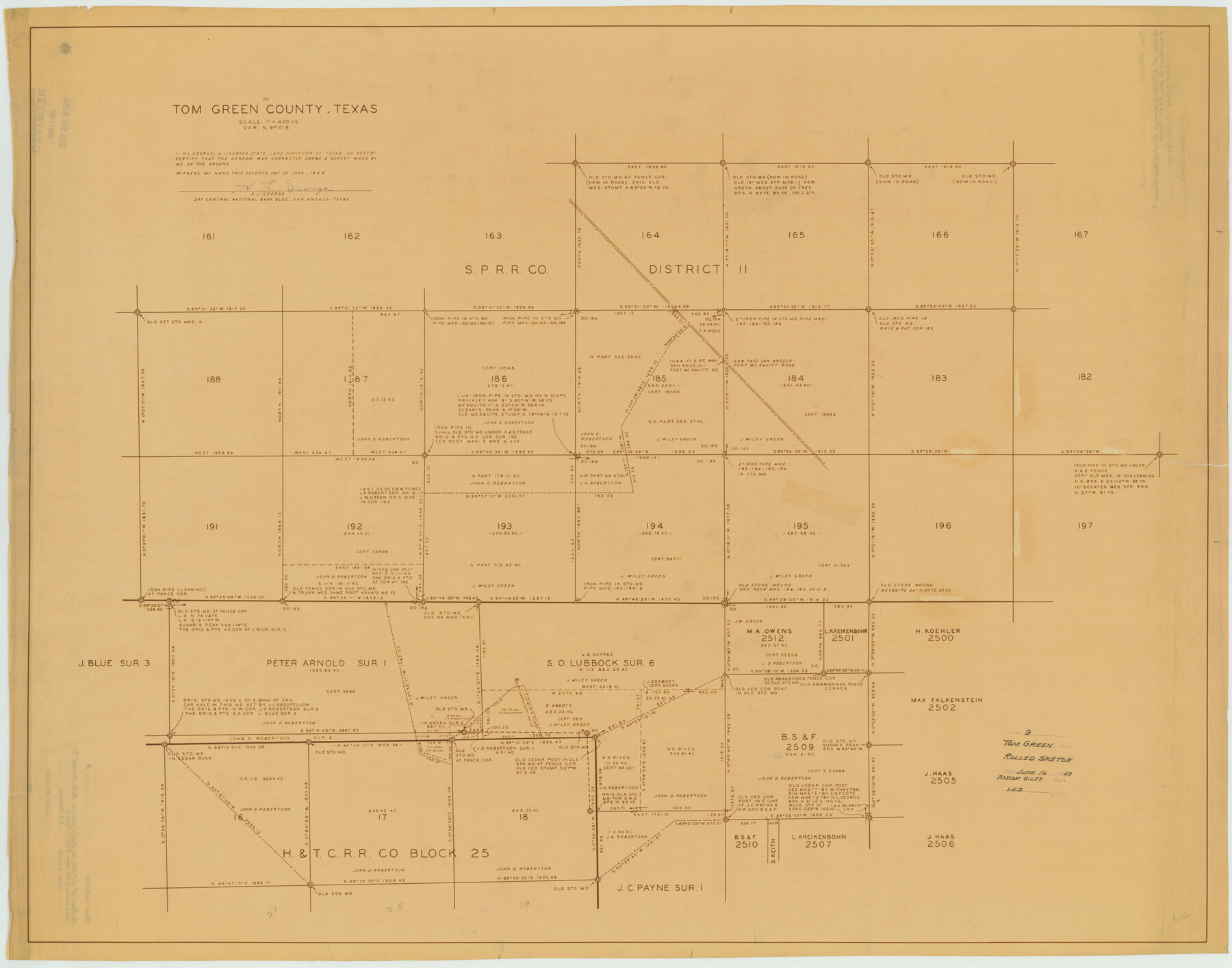 9999, Tom Green County Rolled Sketch 9, General Map Collection
