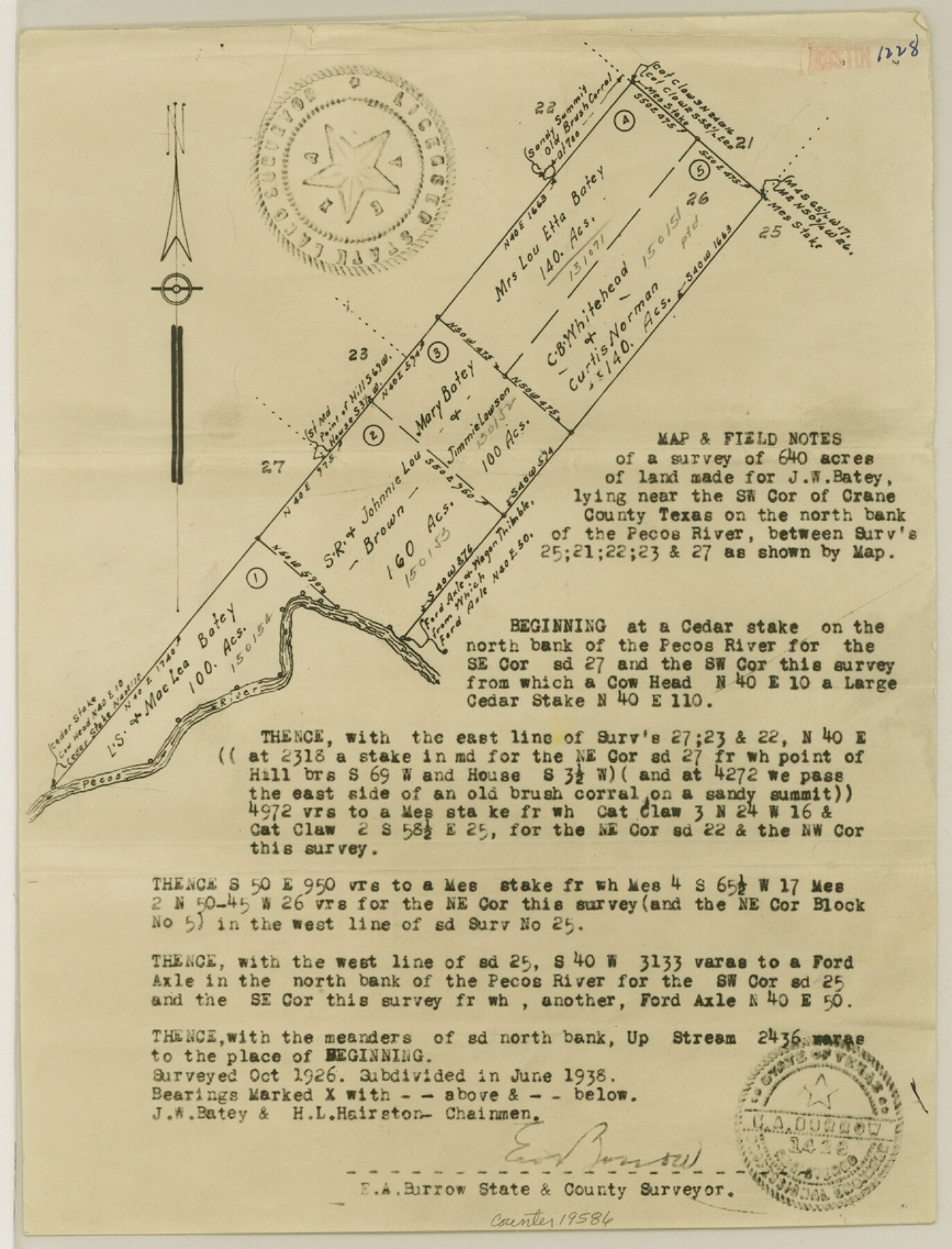 19586, Crane County Sketch File 20, General Map Collection