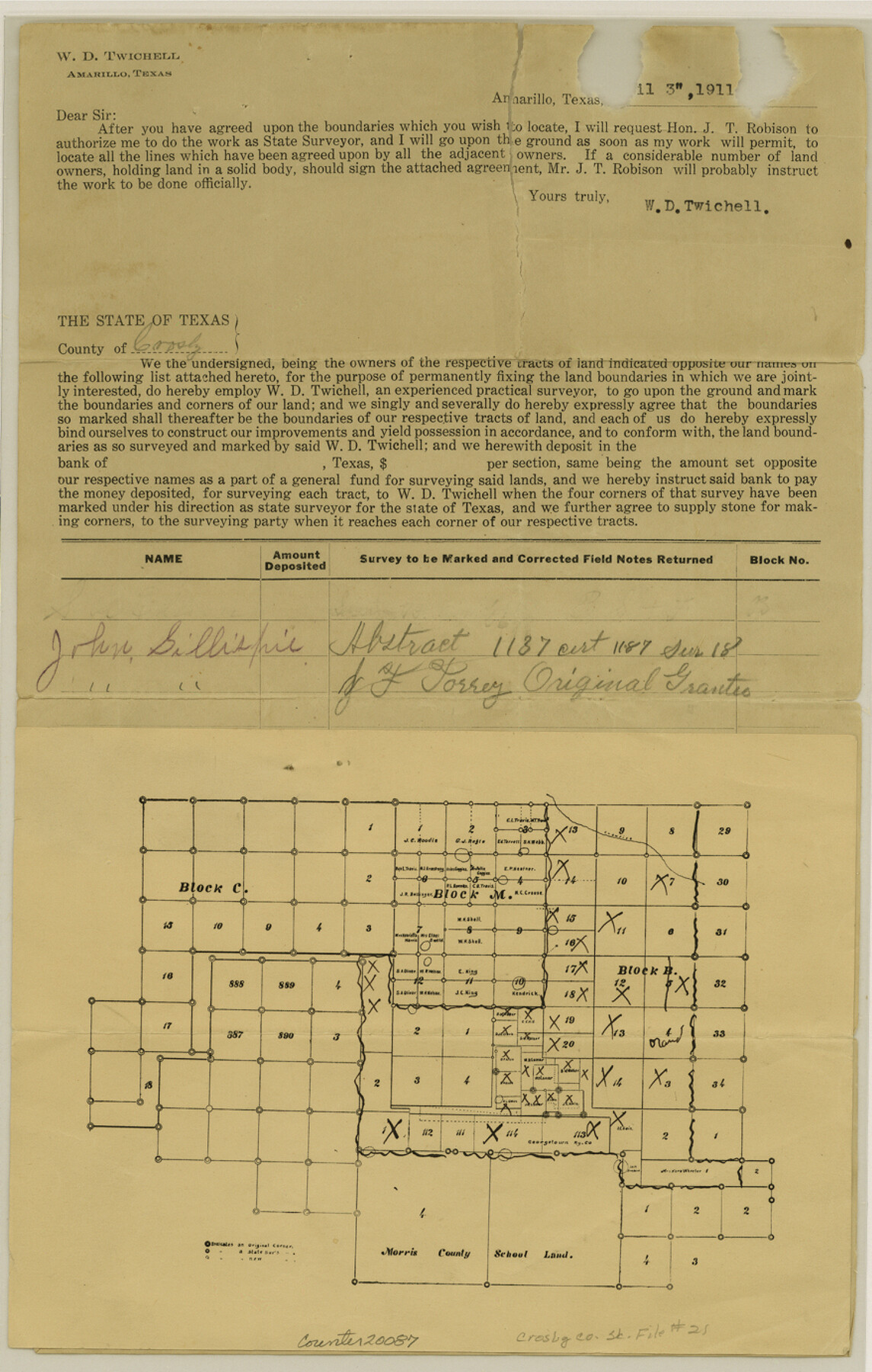 20087, Crosby County Sketch File 21, General Map Collection