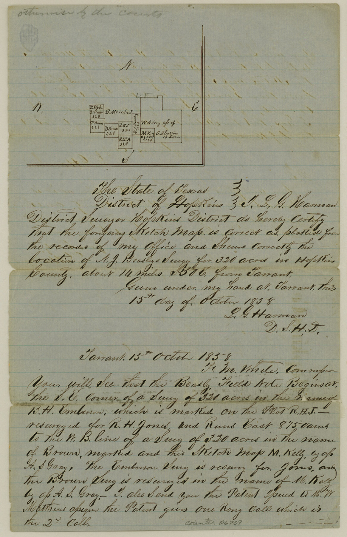 26709, Hopkins County Sketch File 13, General Map Collection