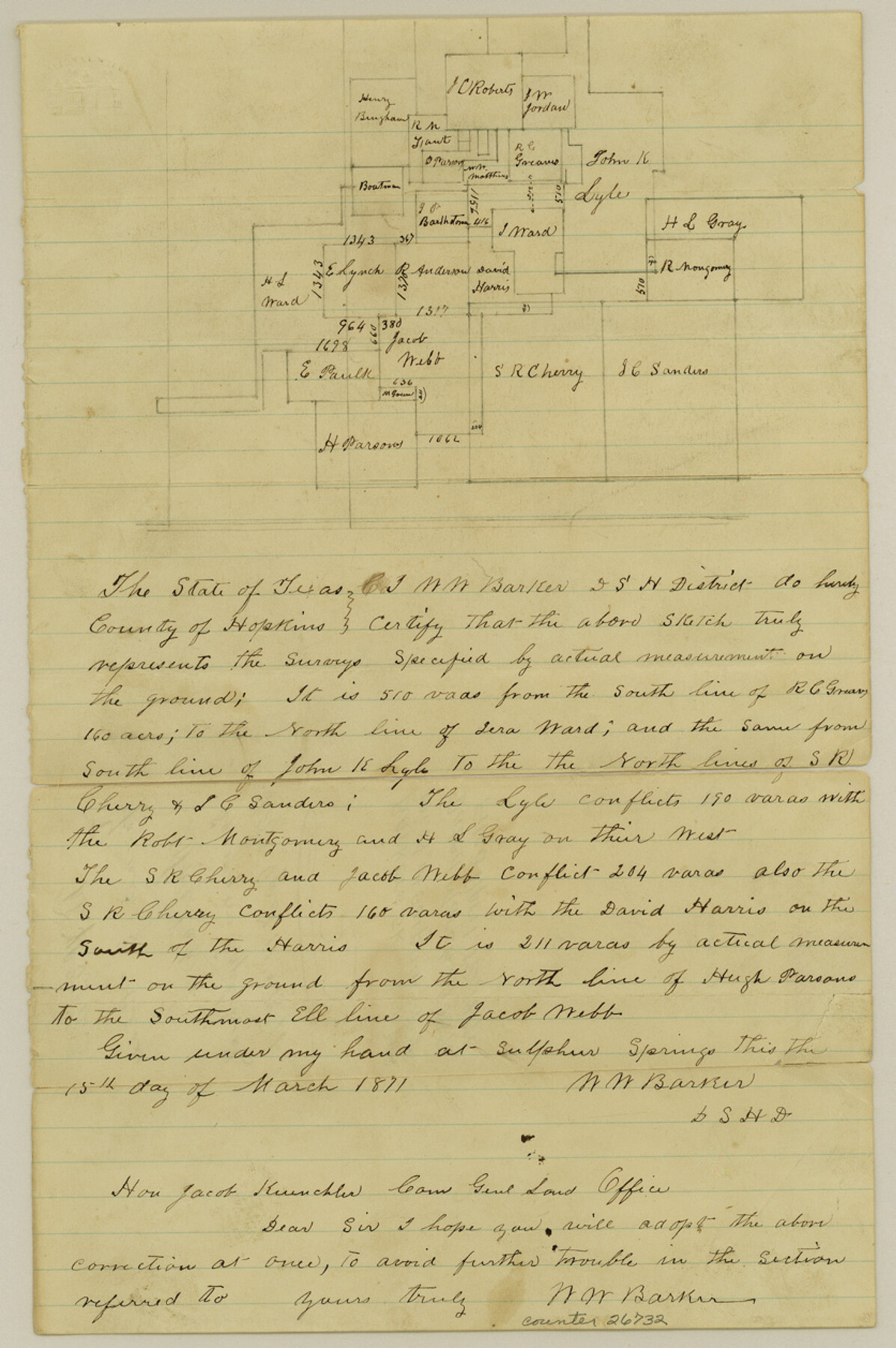 26732, Hopkins County Sketch File 23, General Map Collection