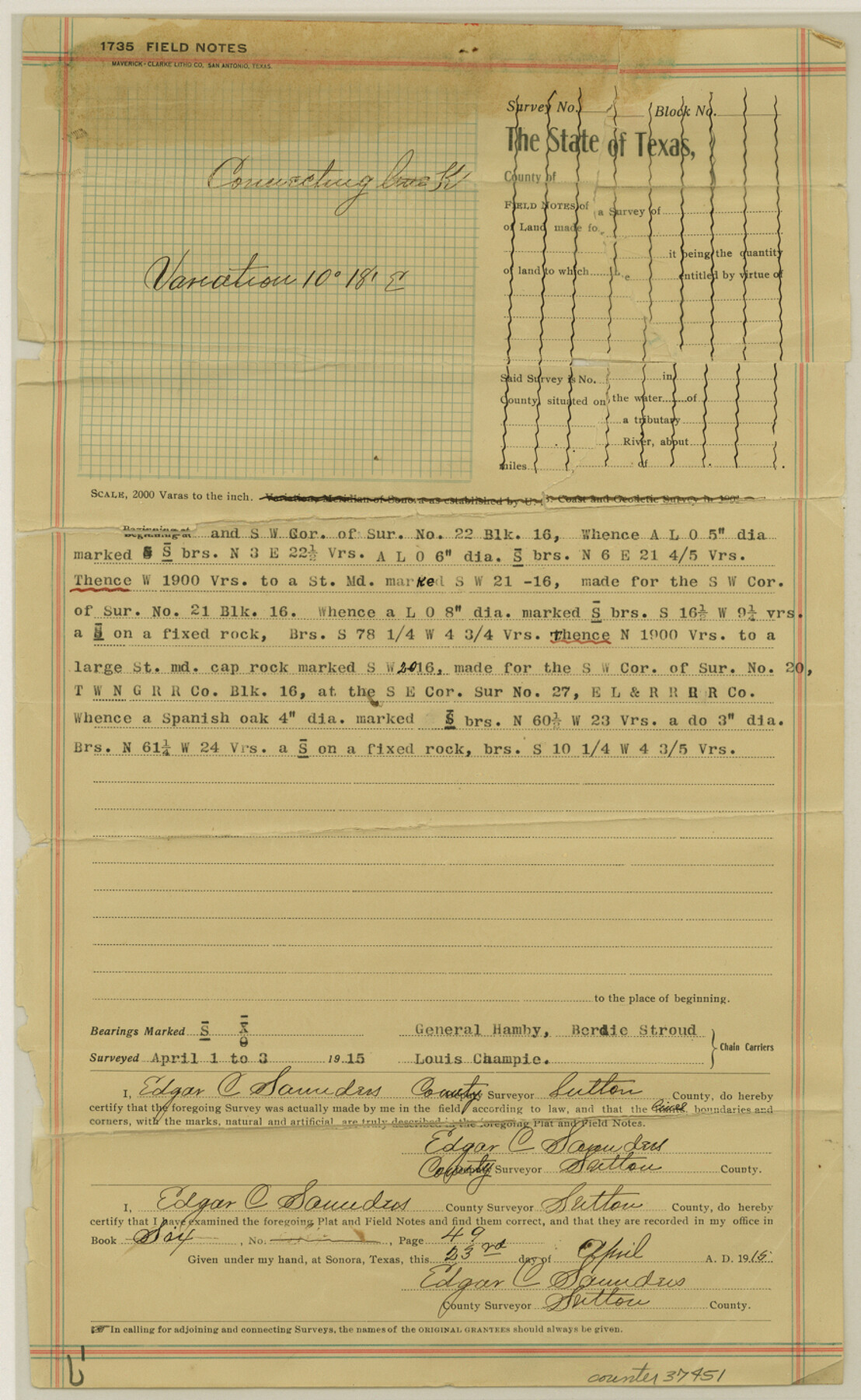 37451, Sutton County Sketch File X, General Map Collection