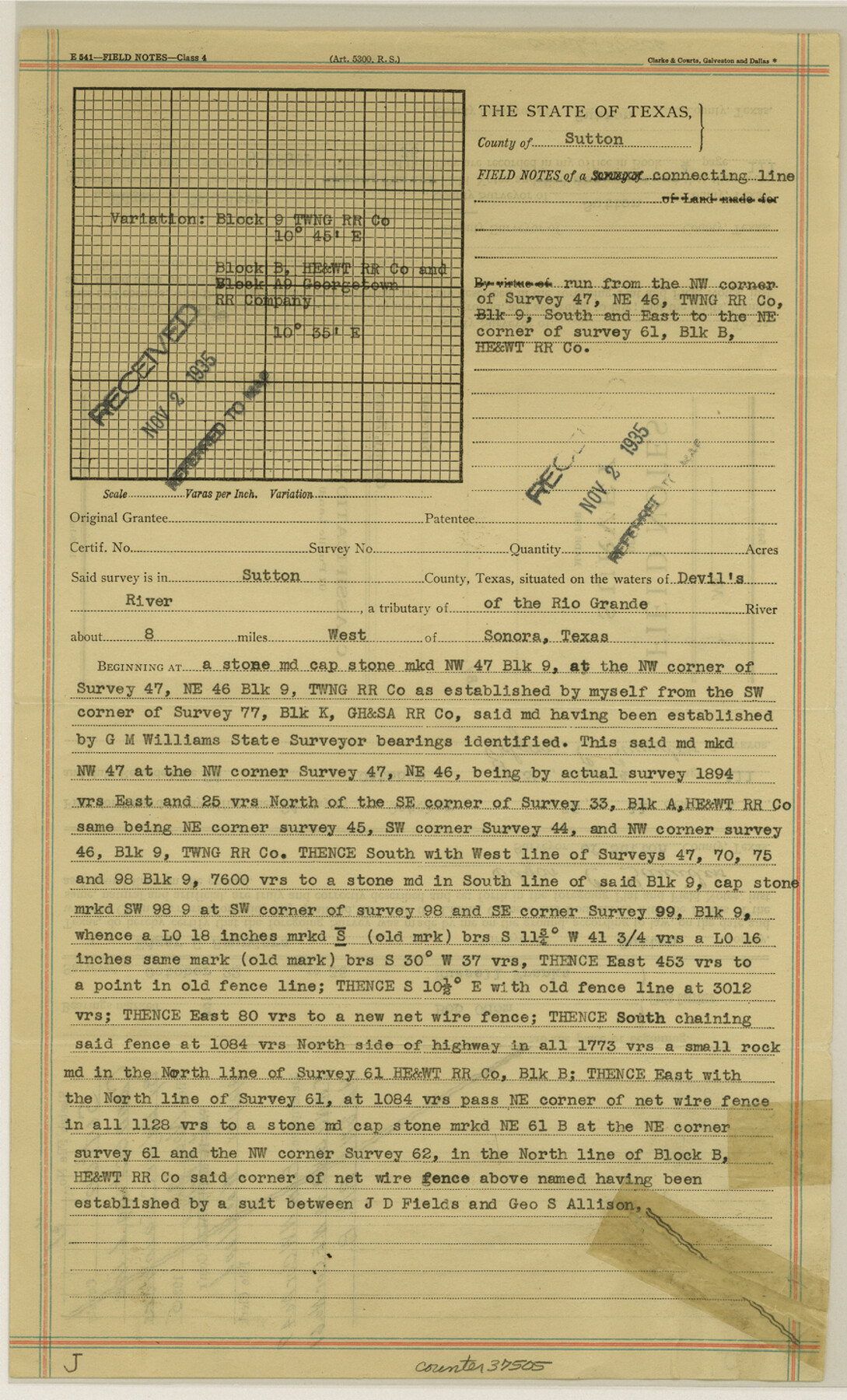 37505, Sutton County Sketch File J, General Map Collection