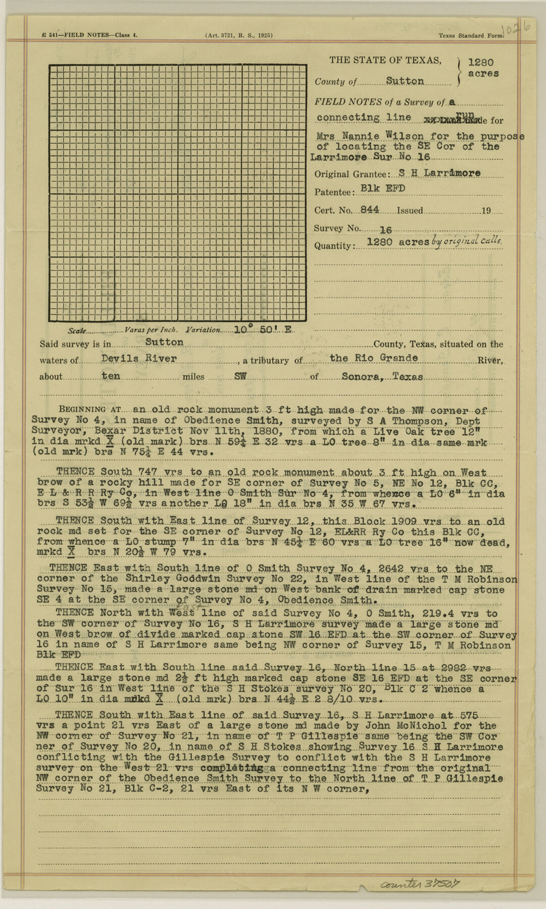 37507, Sutton County Sketch File 41, General Map Collection