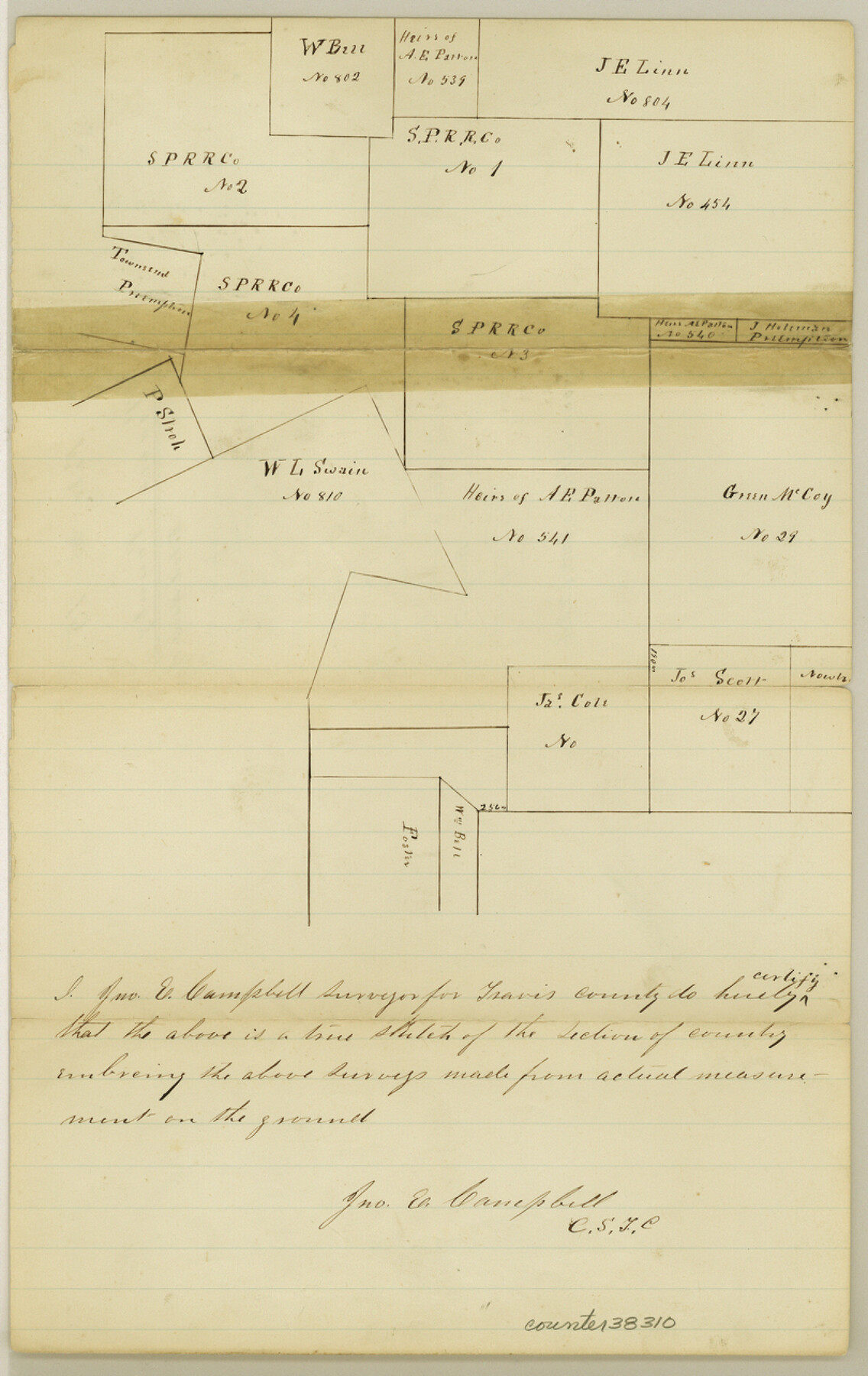 38310, Travis County Sketch File 15, General Map Collection