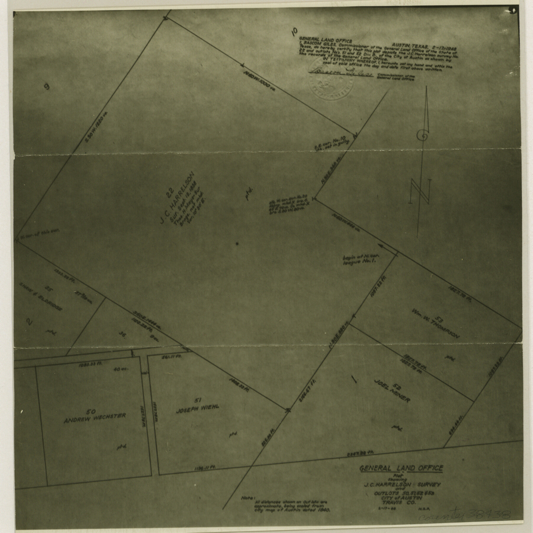 38438, Travis County Sketch File 65, General Map Collection