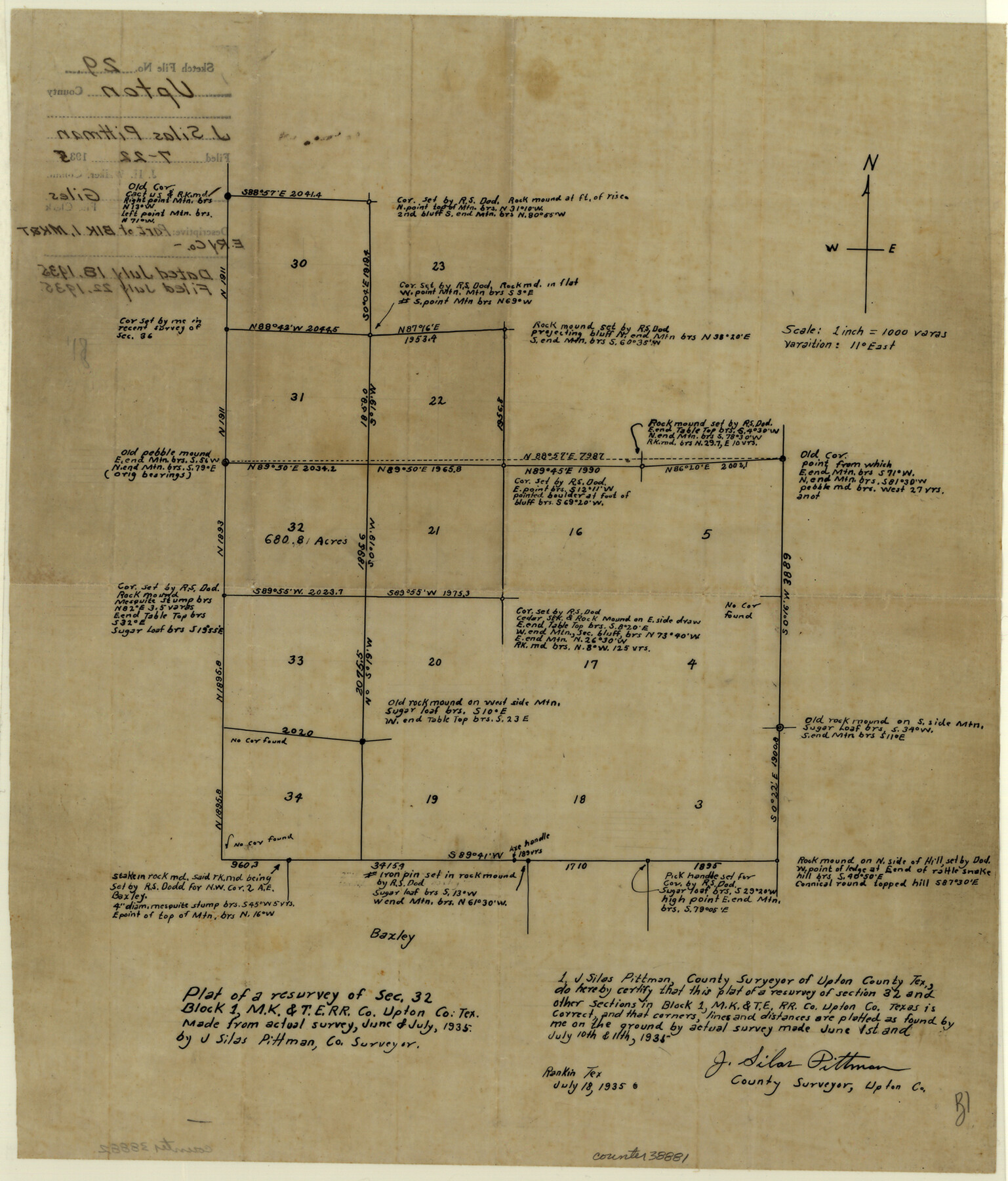 38881, Upton County Sketch File 29, General Map Collection