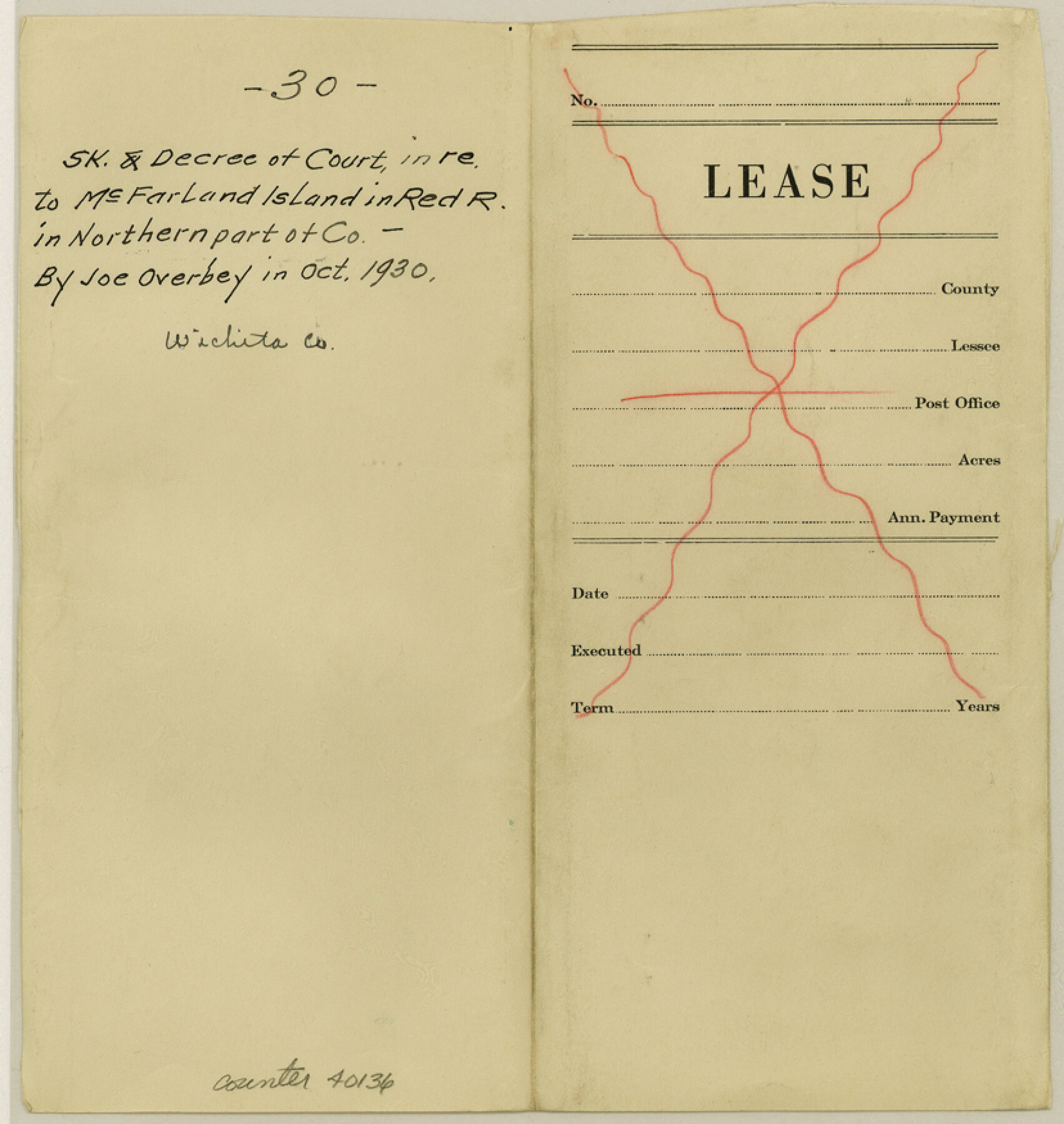 40136, Wichita County Sketch File 30, General Map Collection