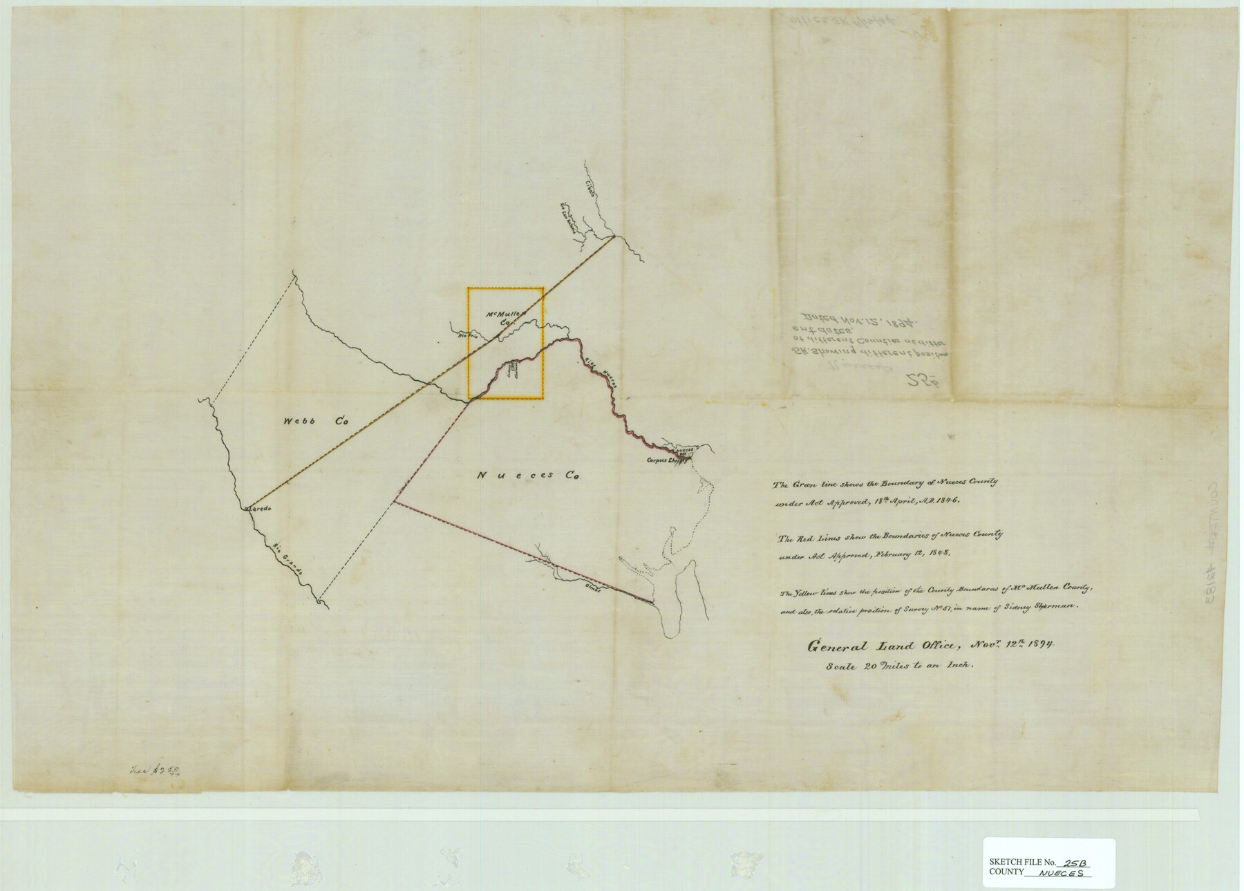 42183, Nueces County Sketch File 25B, General Map Collection