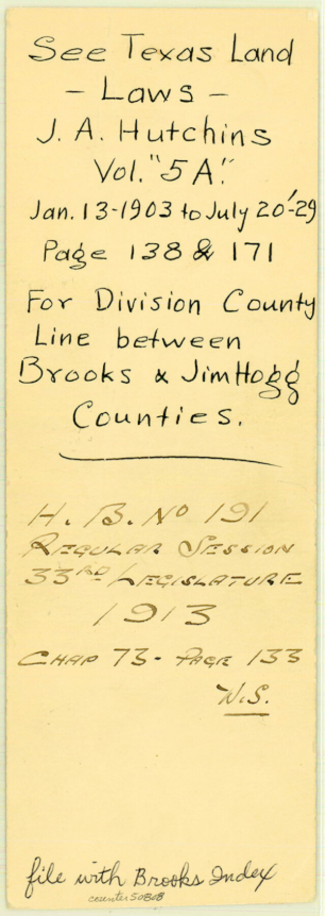 50808, Brooks County Boundary File Index, General Map Collection