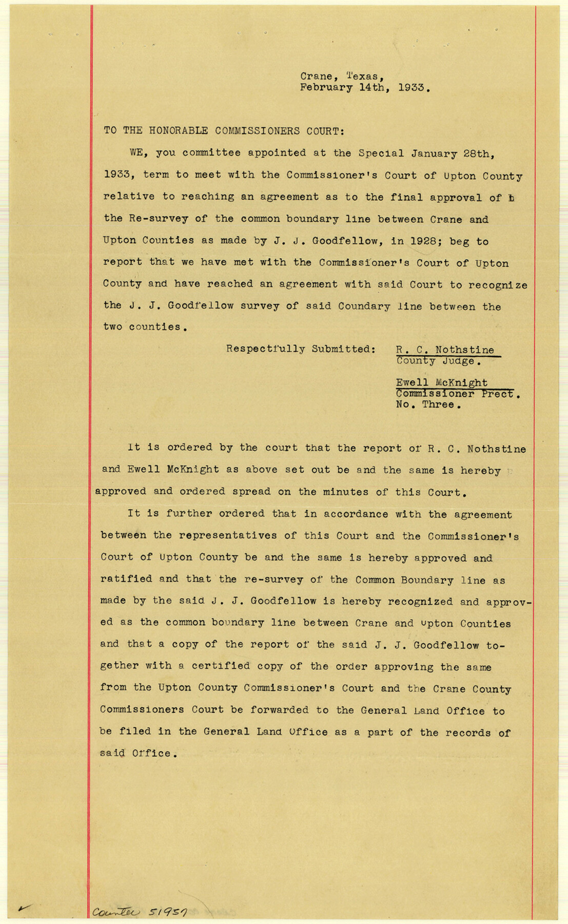 51957, Crane County Boundary File 1, General Map Collection