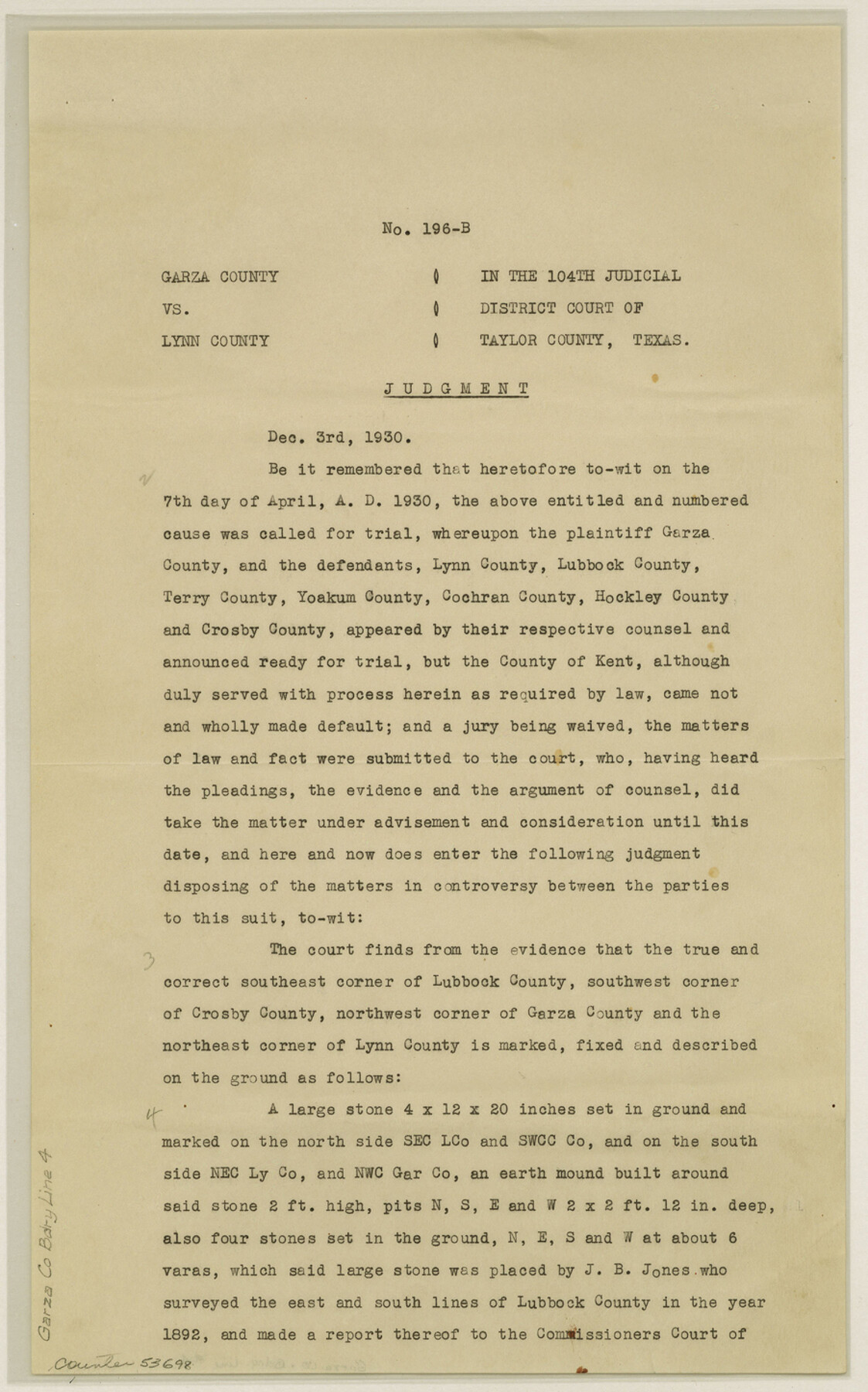 53698, Garza County Boundary File 4, General Map Collection