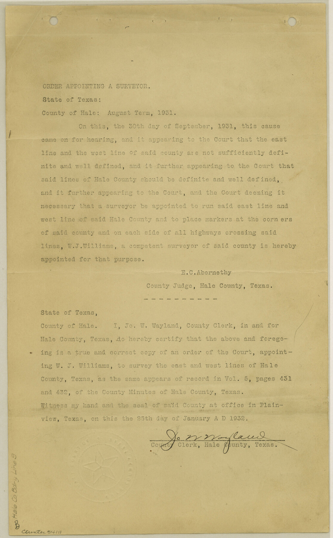 54111, Hale County Boundary File 9, General Map Collection