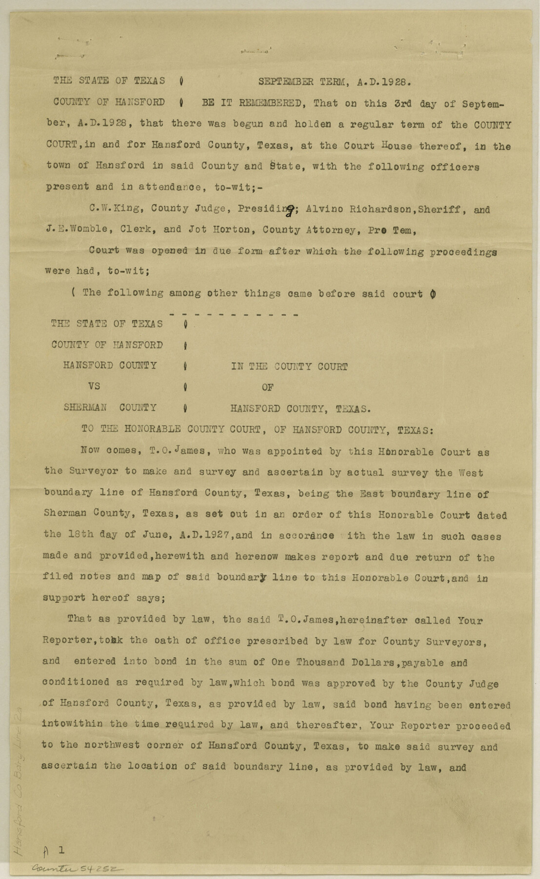 54252, Hansford County Boundary File 2a, General Map Collection