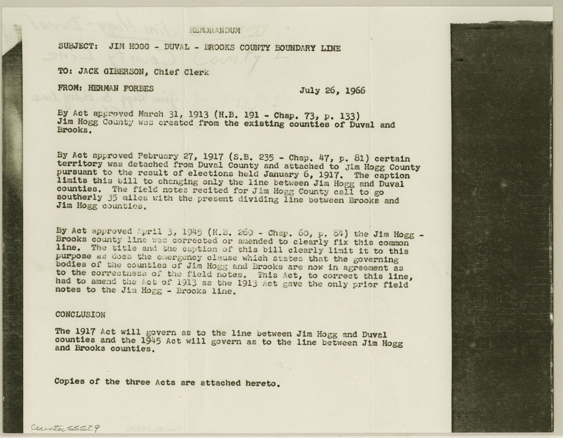 55529, Jim Hogg County Boundary File 3, General Map Collection