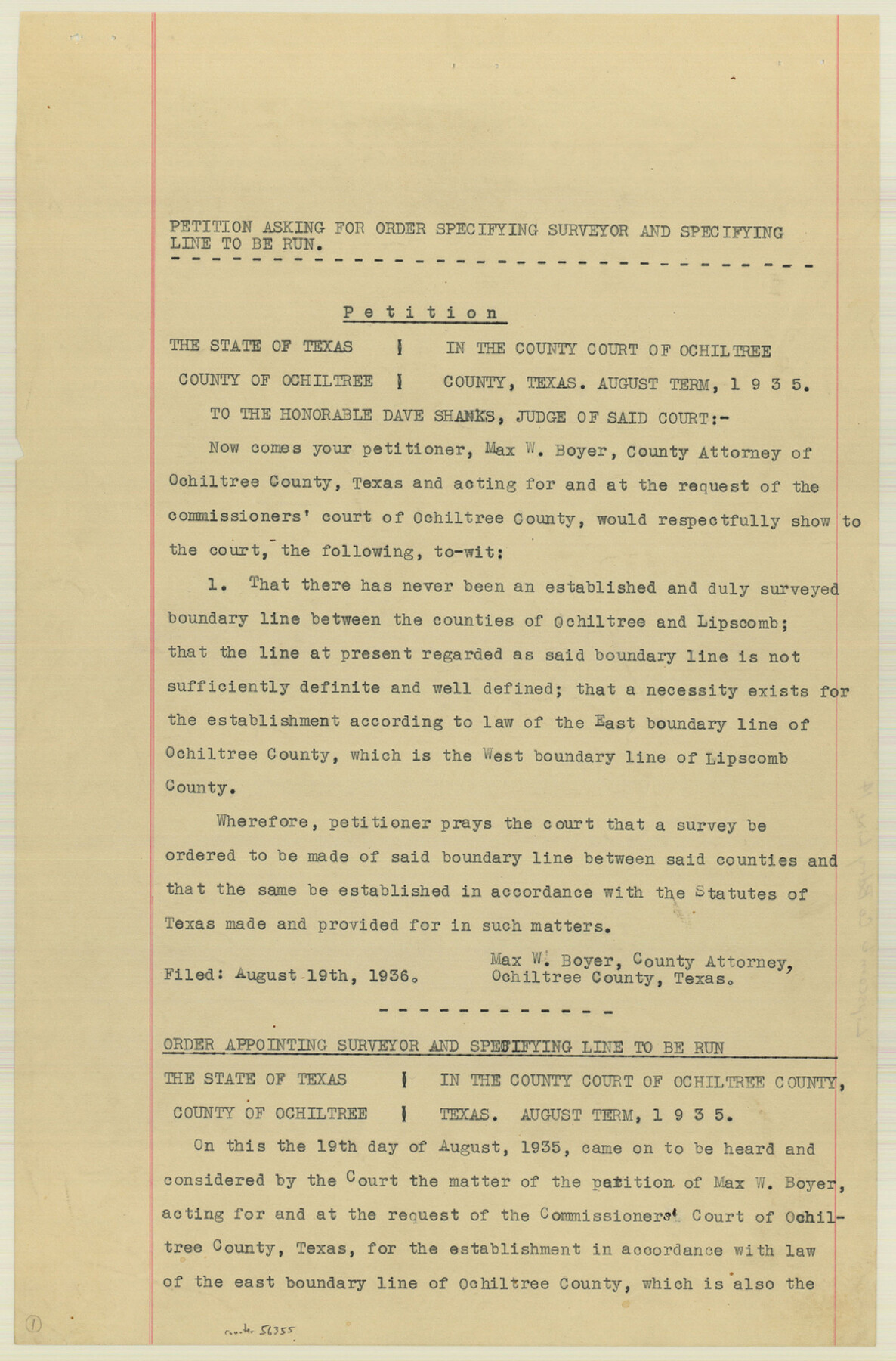 56355, Lipscomb County Boundary File 14, General Map Collection