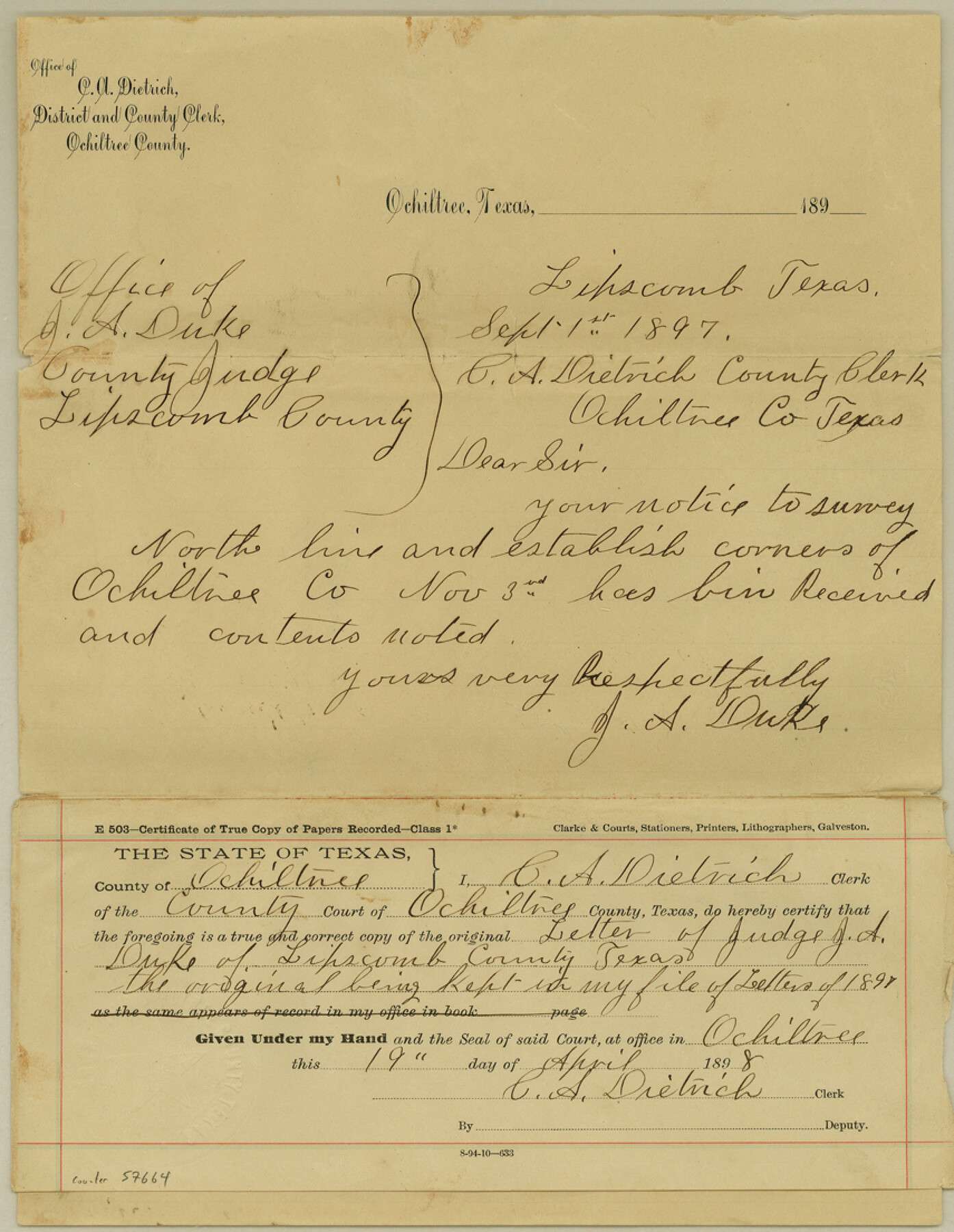 57664, Ochiltree County Boundary File 1a, General Map Collection