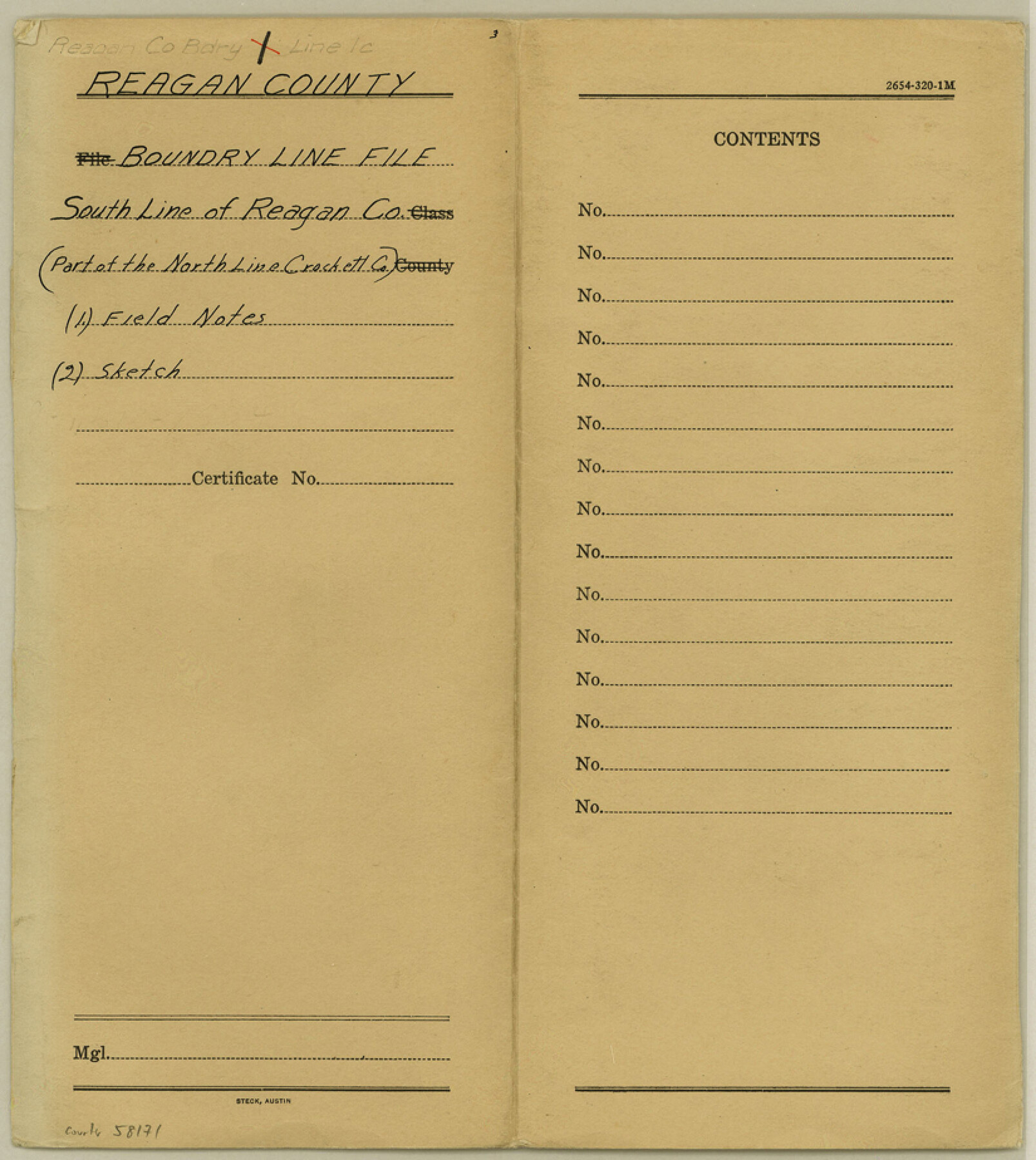 58171, Reagan County Boundary File 1c, General Map Collection