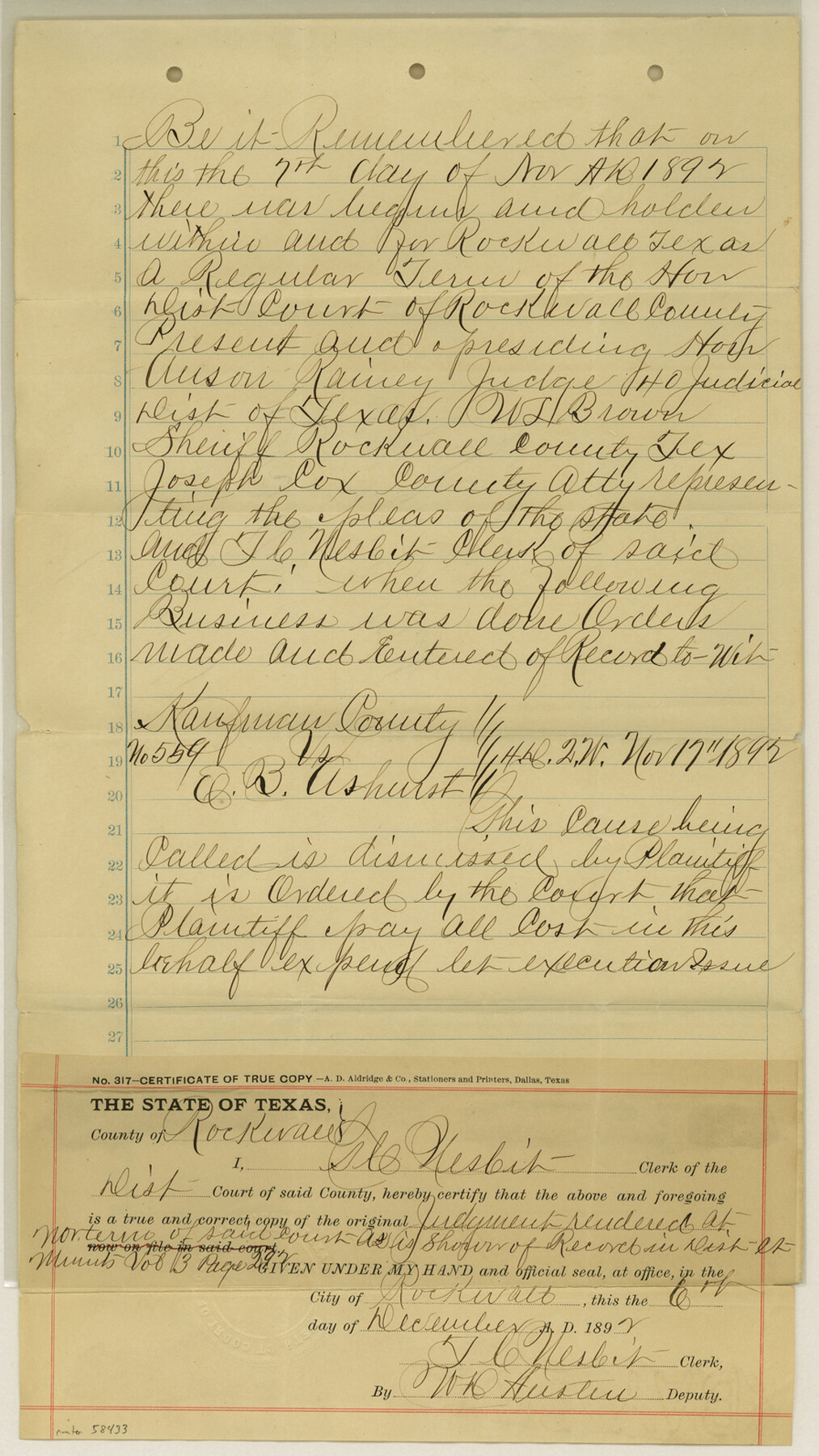 58433, Rockwall County Boundary File 9, General Map Collection