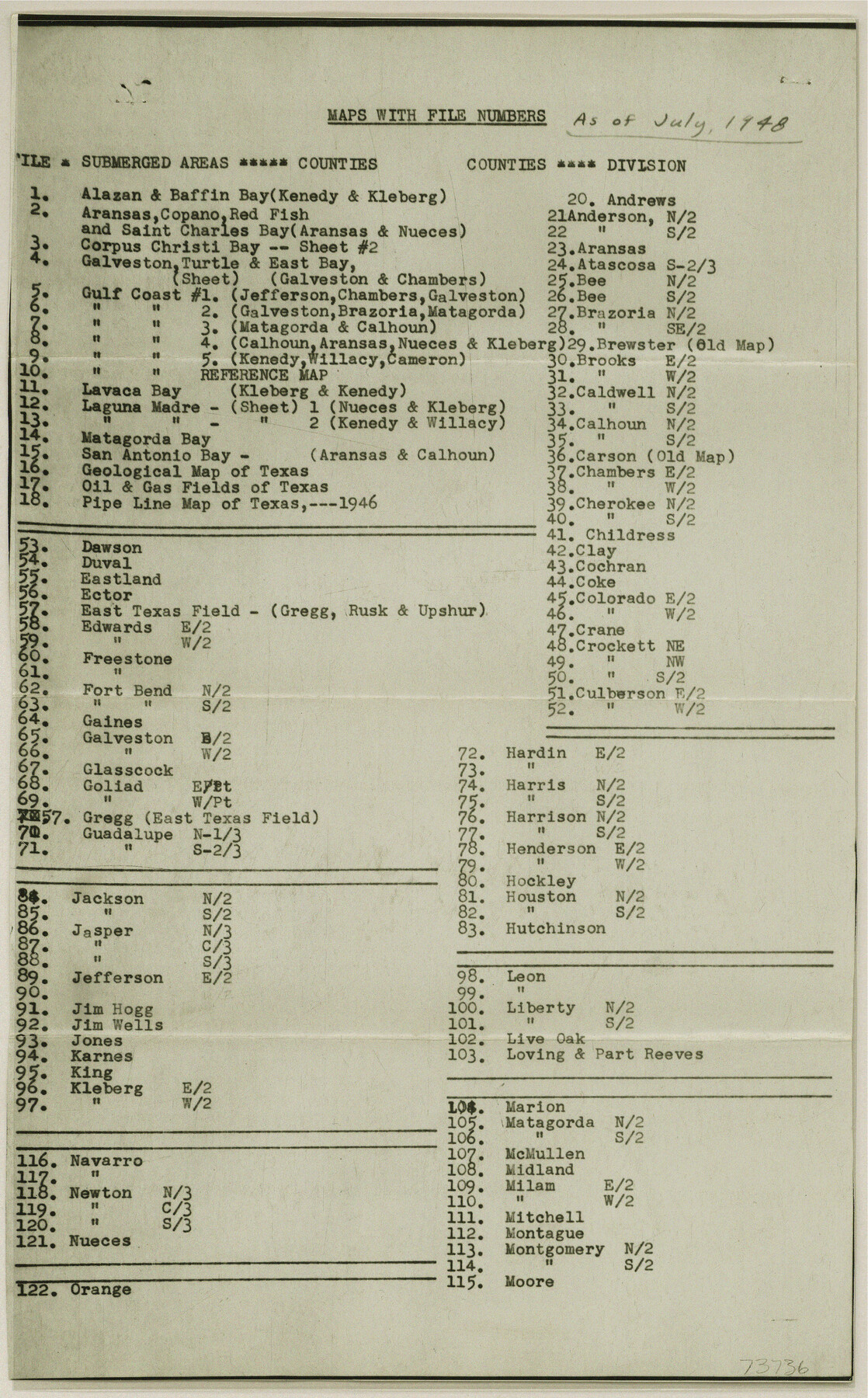 73736, Current Miscellaneous File 8, General Map Collection