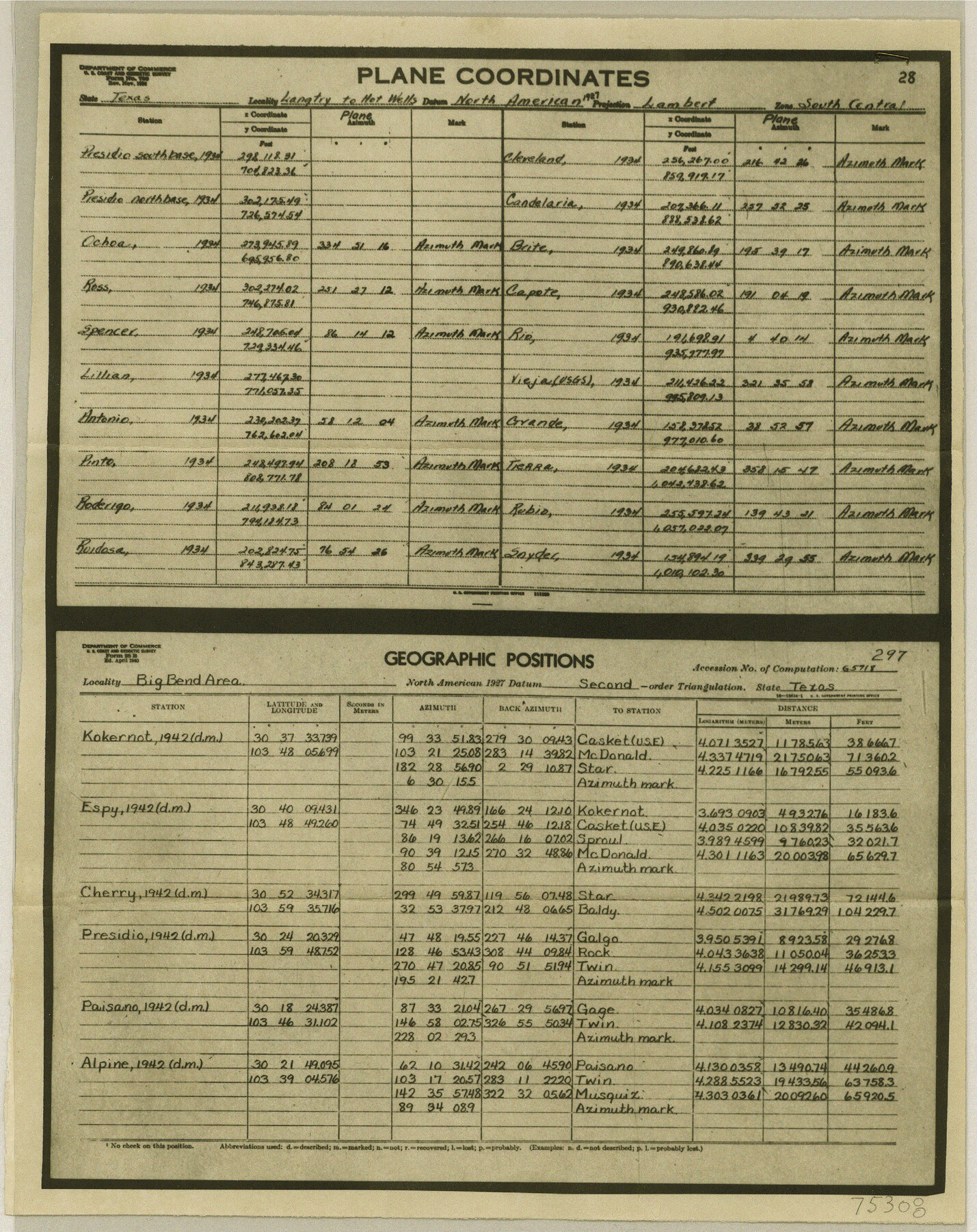 75308, Texas Coordinate File 4, General Map Collection