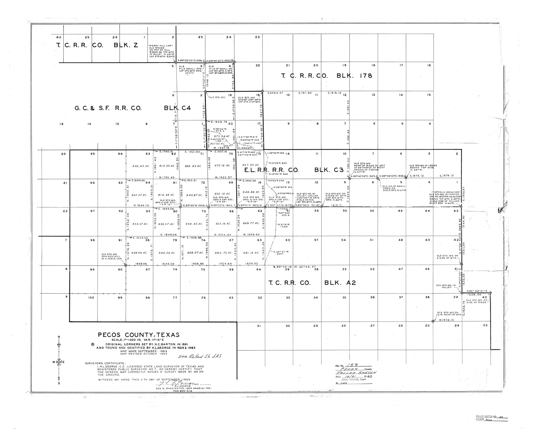 7285, Pecos County Rolled Sketch 159, General Map Collection