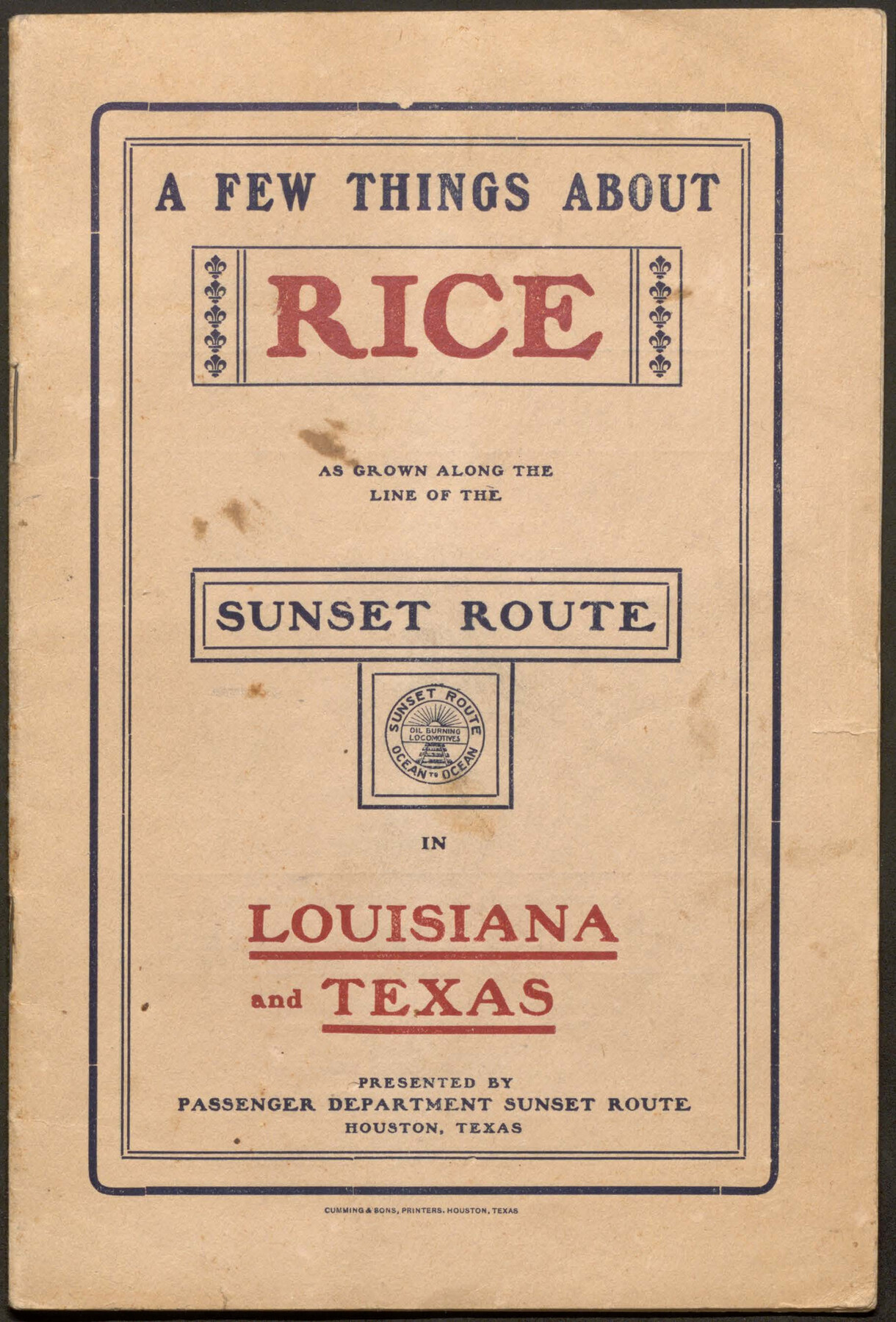 A Few Things About Rice as grown along the line of the Sunset Route in Louisiana and Texas