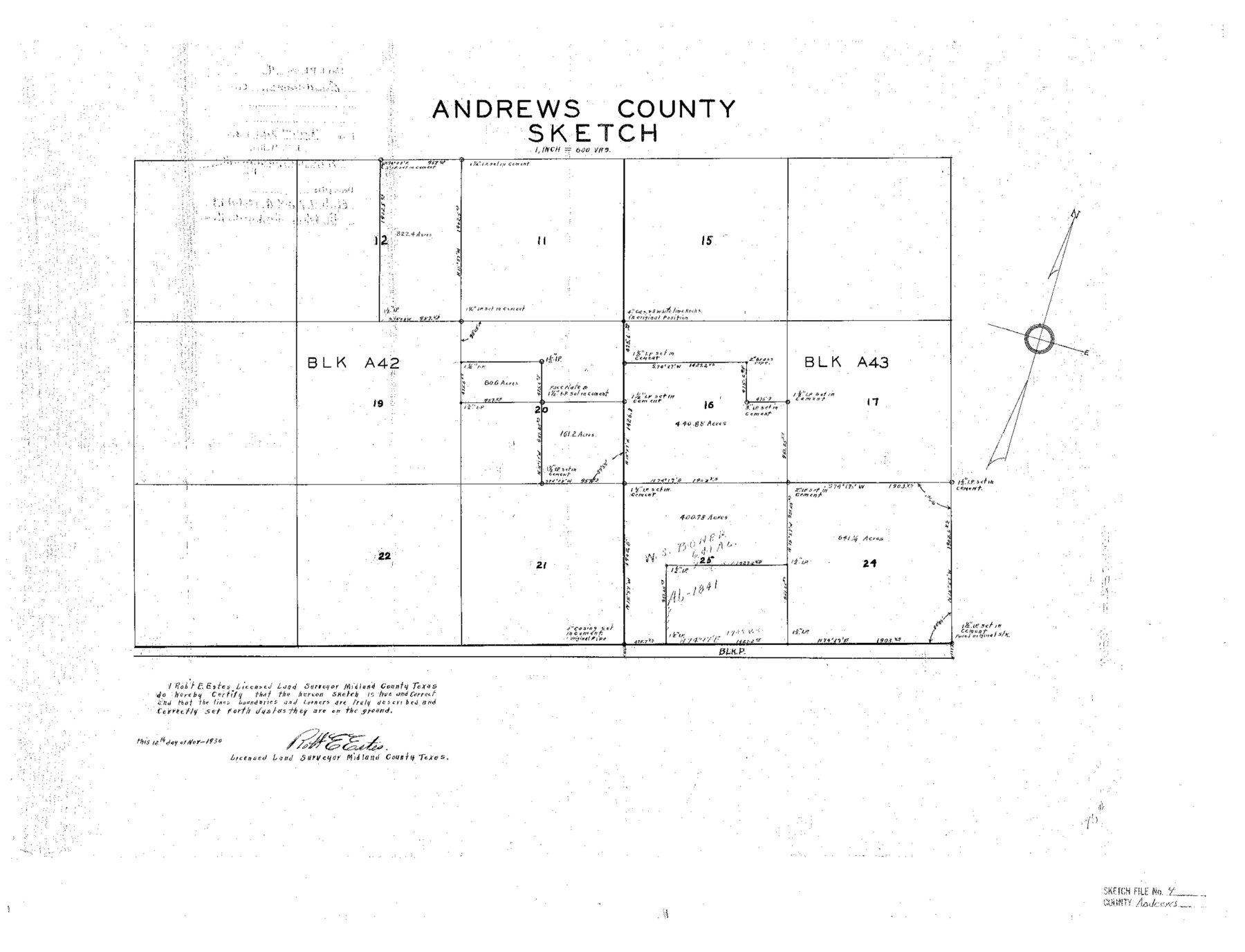 10809, Andrews County Sketch File 4, General Map Collection