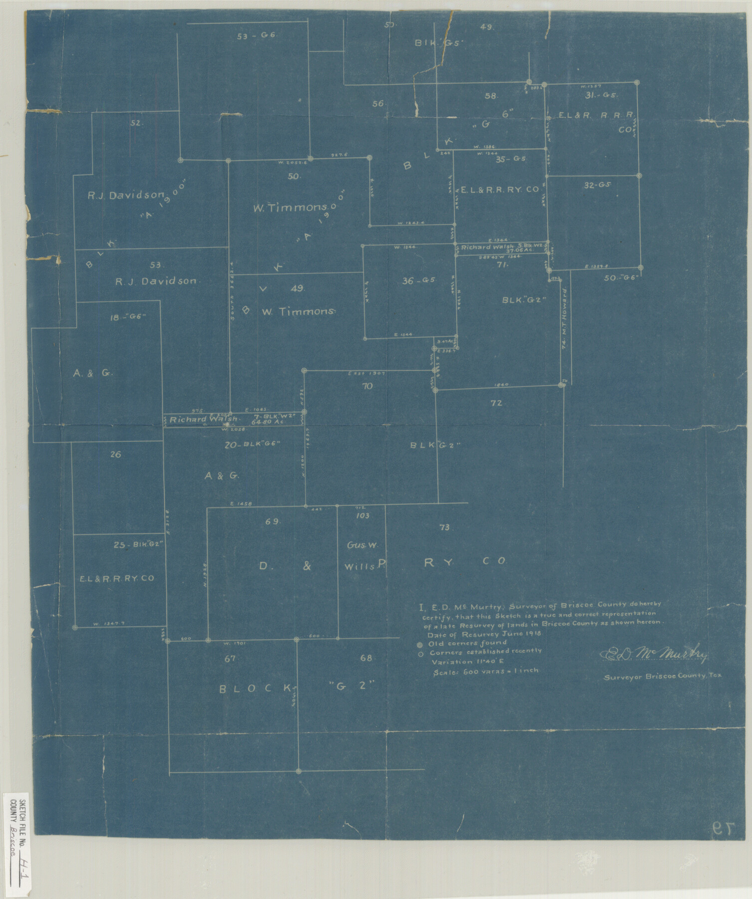 11006, Briscoe County Sketch File H-1, General Map Collection