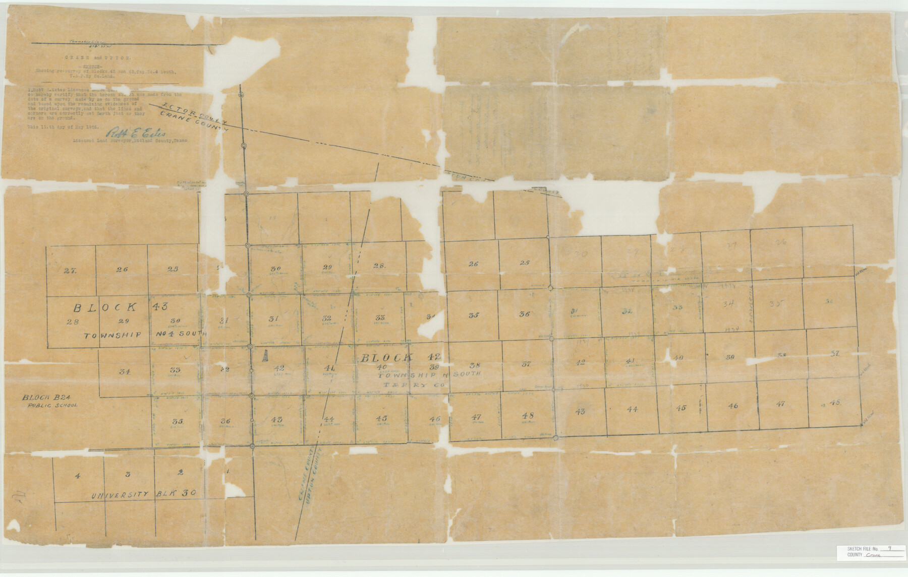 11208, Crane County Sketch File 9, General Map Collection