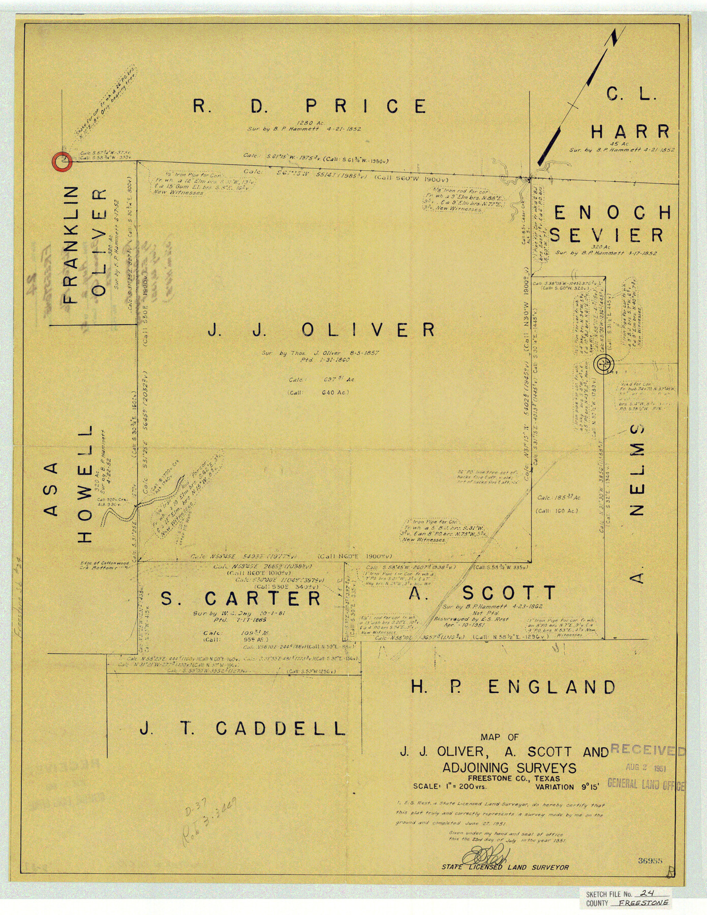 11517, Freestone County Sketch File 24, General Map Collection