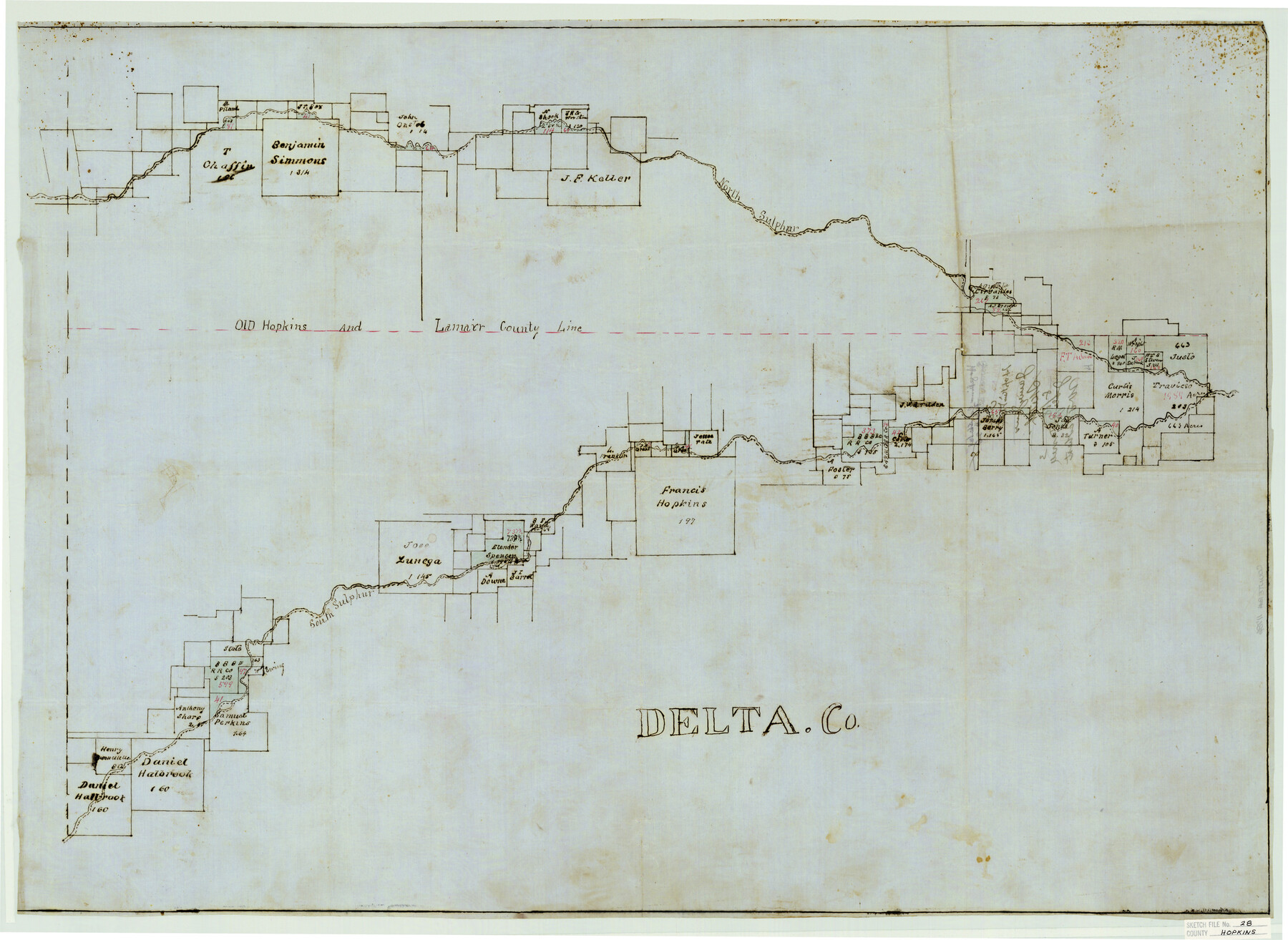 11786, Hopkins County Sketch File 28, General Map Collection