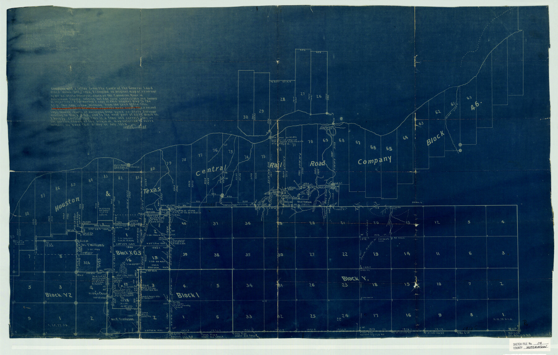 11812, Hutchinson County Sketch File 14, General Map Collection