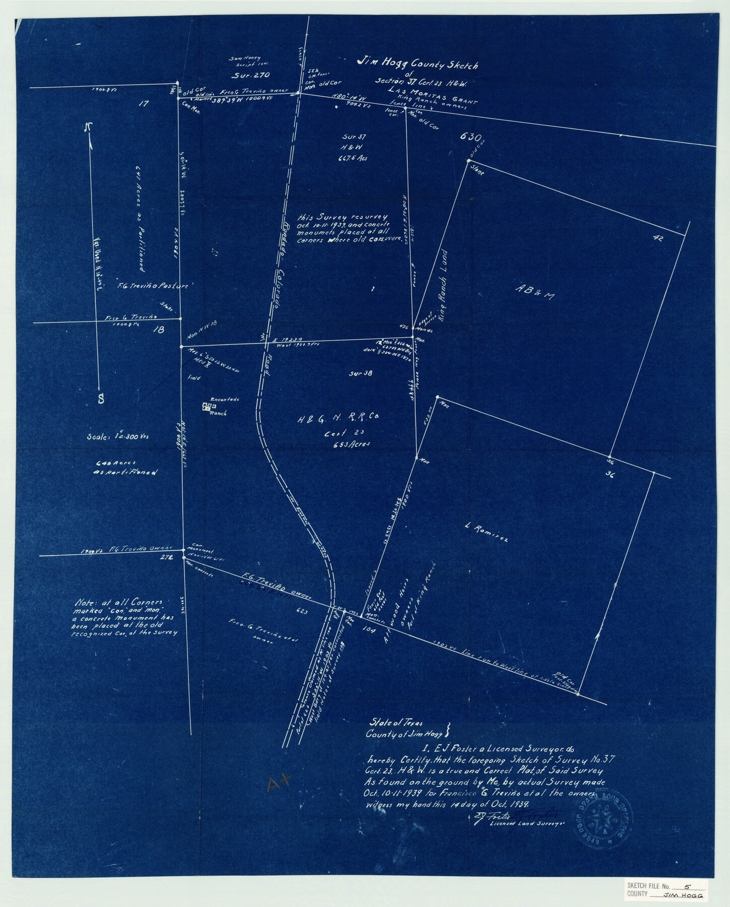 11885, Jim Hogg County Sketch File 5, General Map Collection