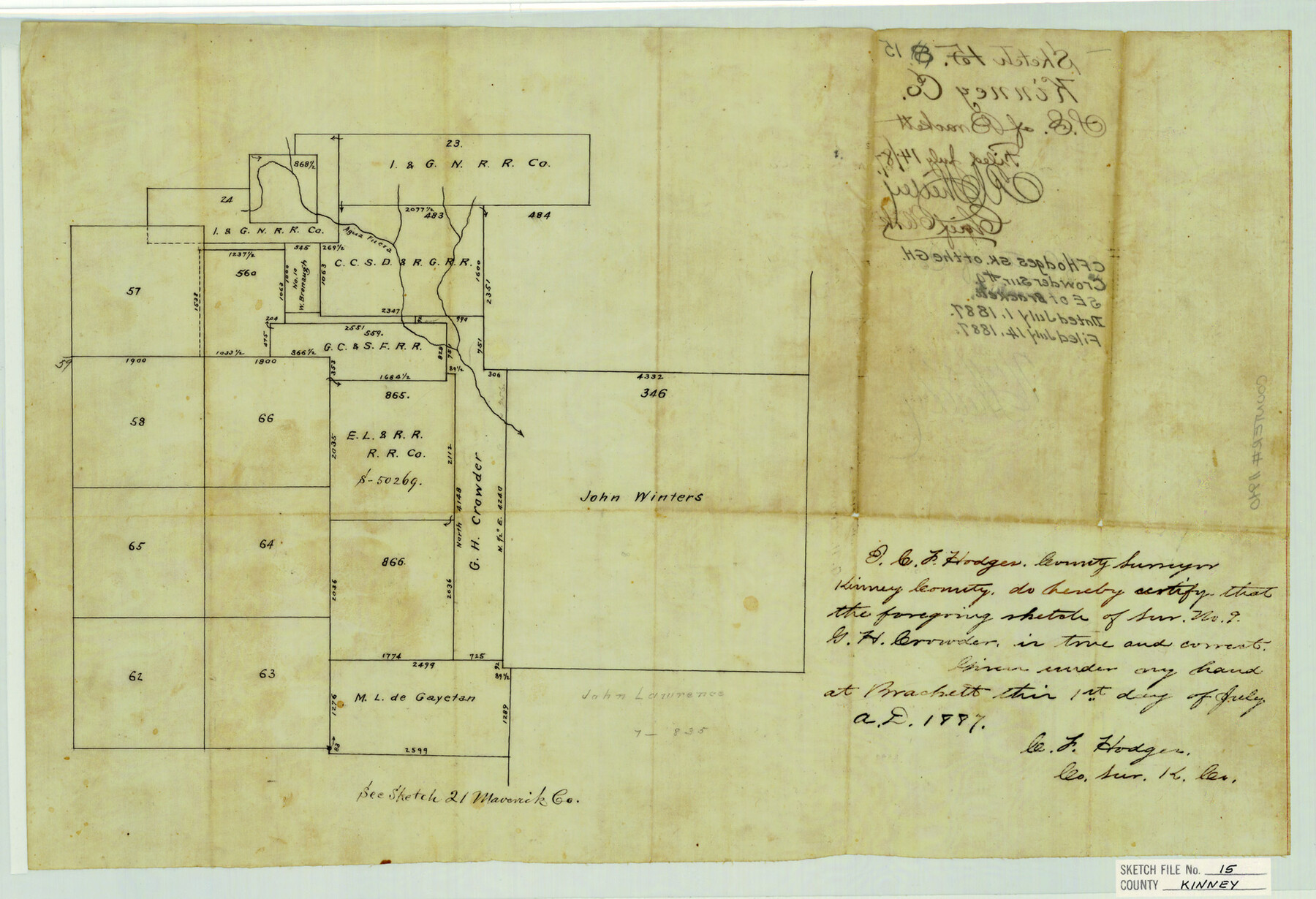 11940, Kinney County Sketch File 15, General Map Collection