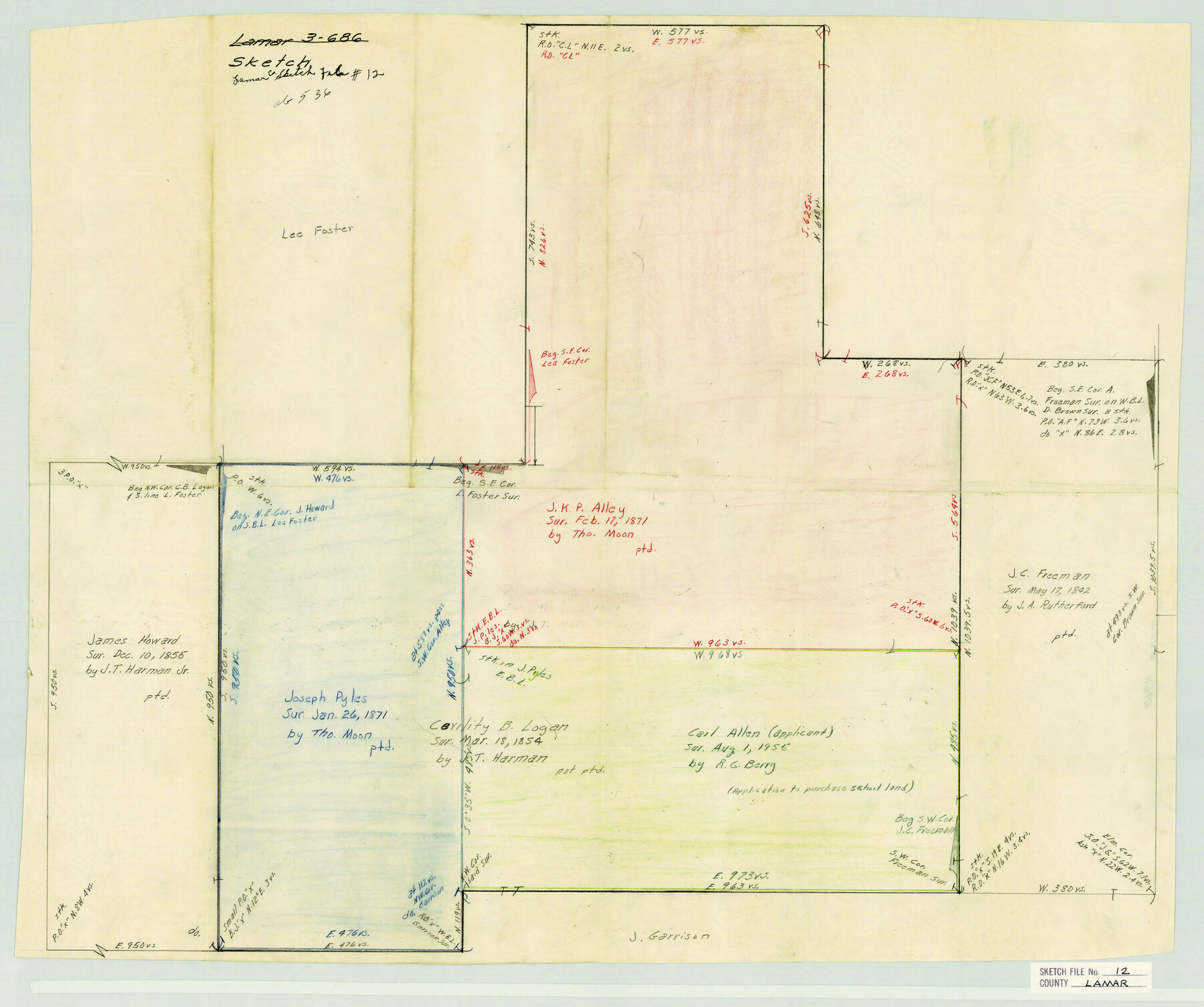11967, Lamar County Sketch File 12, General Map Collection