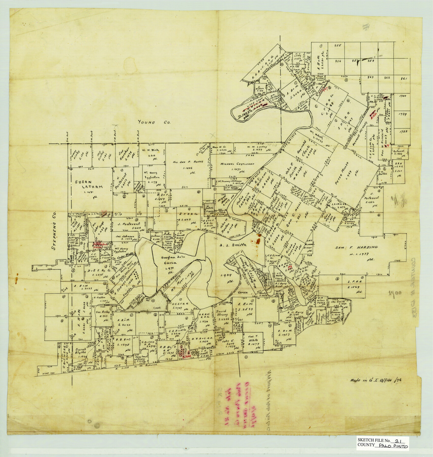 12133, Palo Pinto County Sketch File 21, General Map Collection