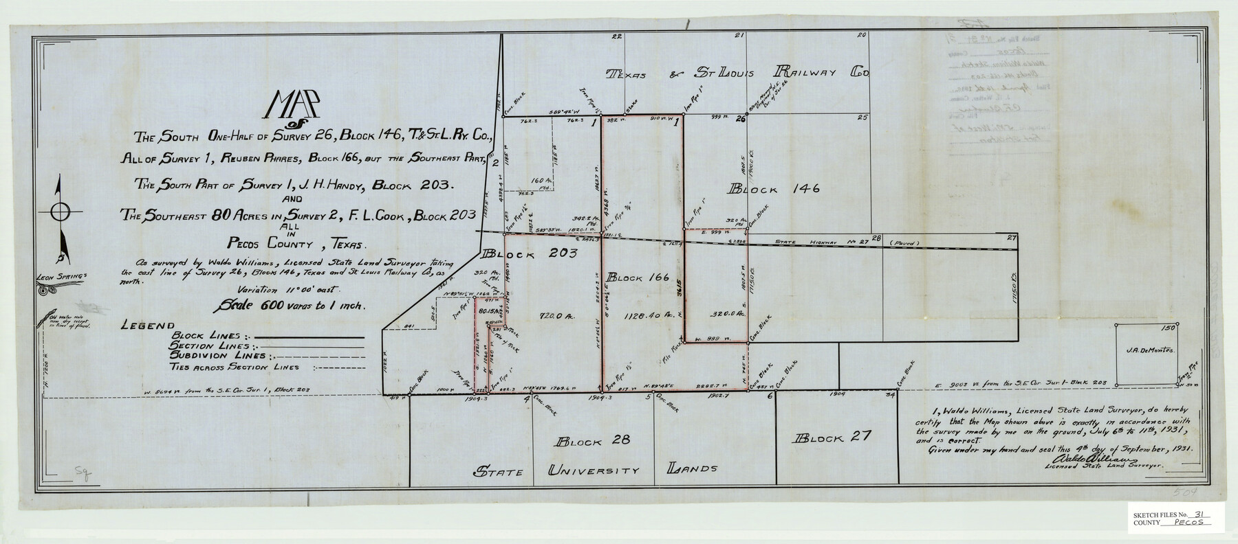 12173, Pecos County Sketch File 31, General Map Collection