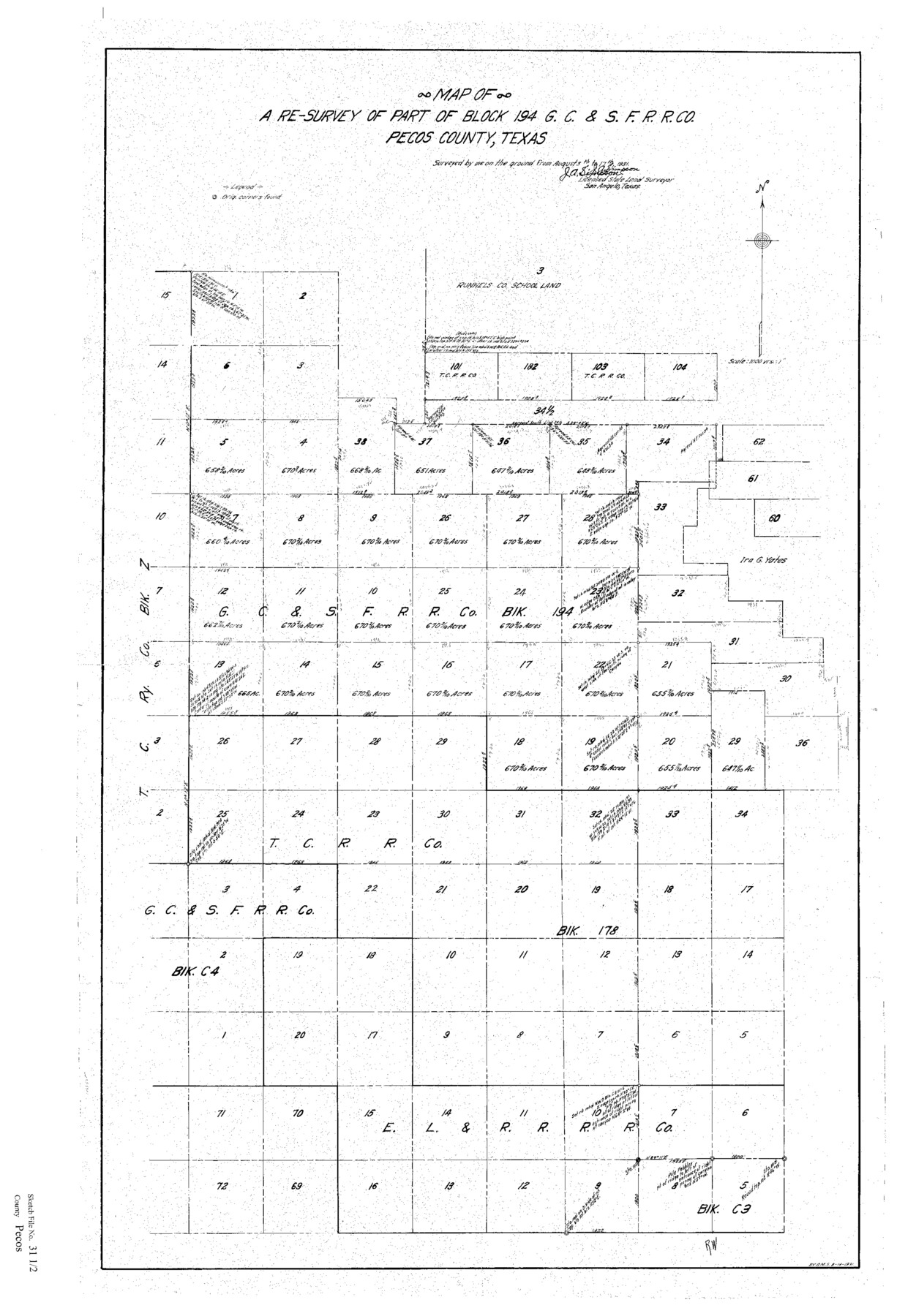 12174, Pecos County Sketch File 31 1/2, General Map Collection