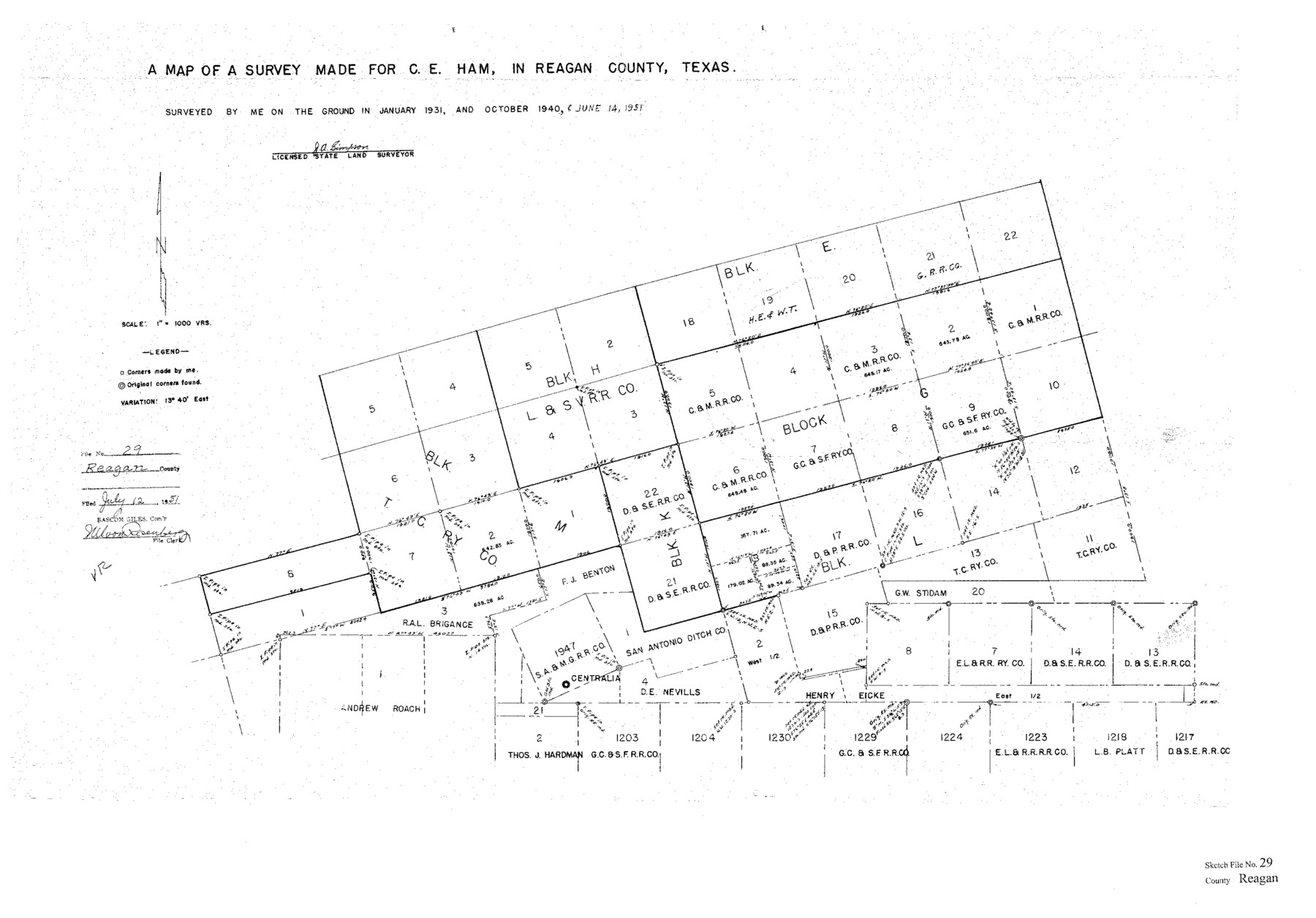 12225, Reagan County Sketch File 29, General Map Collection